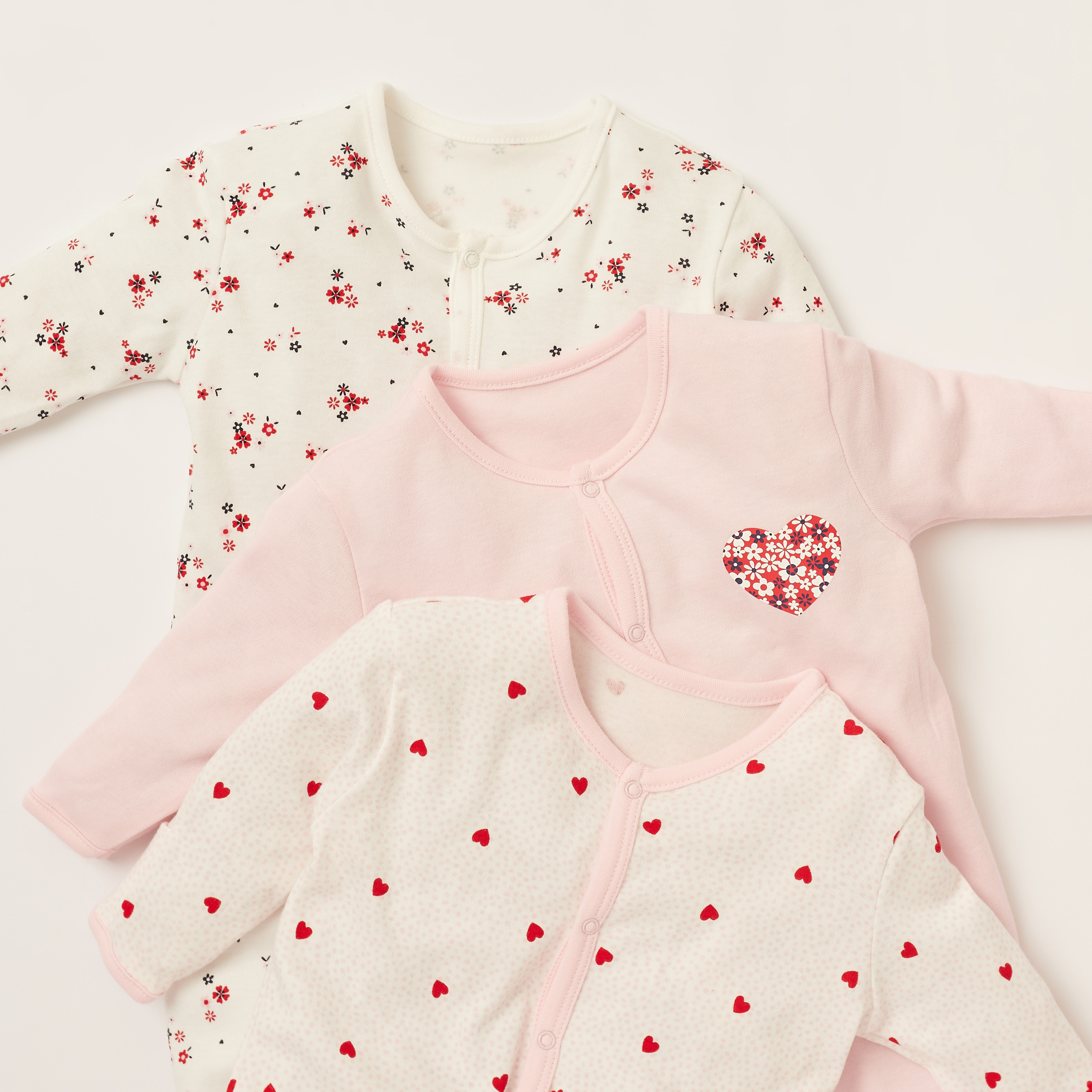 طقم نوم مُغلق القدمين بأكمام طويلة وطبعات من جونيورز -  مجموعة من 3 قطع-baby-girls-clothing-nightwear-sleepsuits-image-5