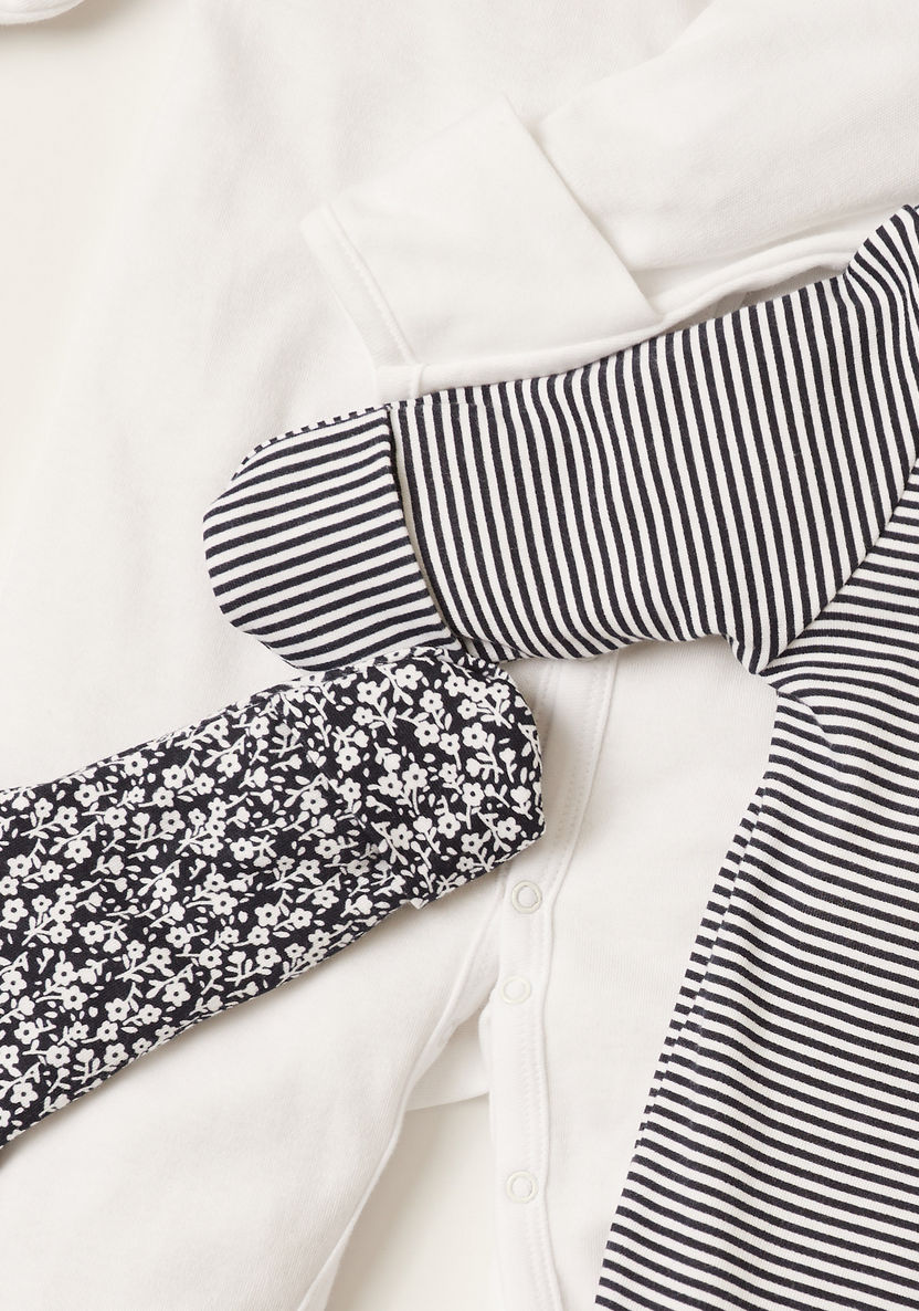 Juniors Printed Closed Feet Sleepsuit with Long Sleeves - Set of 3-Multipacks-image-3