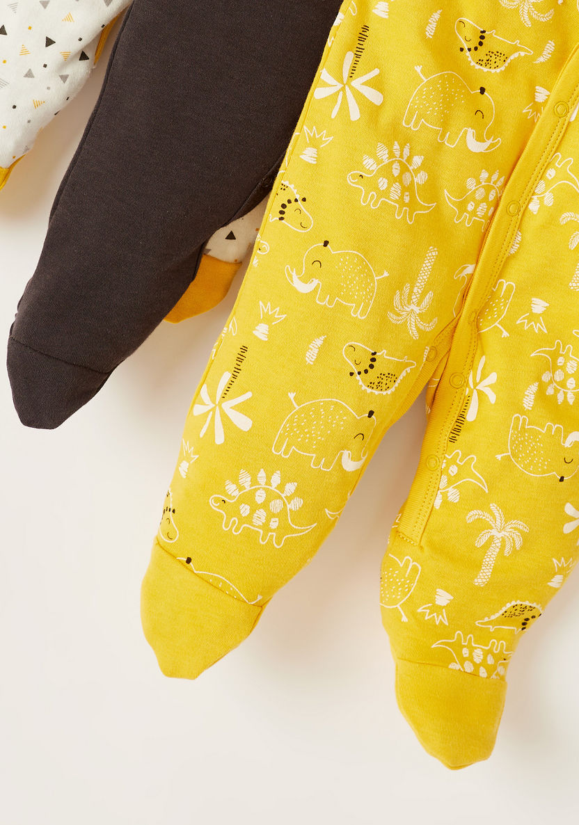 Juniors Printed Sleepsuit with Long Sleeves - Set of 3-Sleepsuits-image-5