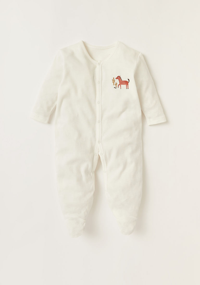 Juniors Animal Print Sleepsuit with Long Sleeves - Set of 3-Sleepsuits-image-3