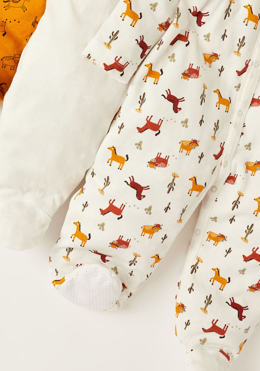 Juniors Animal Print Sleepsuit with Long Sleeves - Set of 3-Sleepsuits-image-5