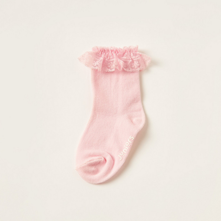 Juniors Solid Socks with Frill Detail