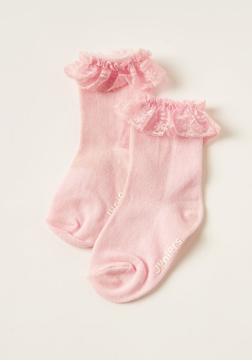 Juniors Solid Socks with Frill Detail-Socks-image-3