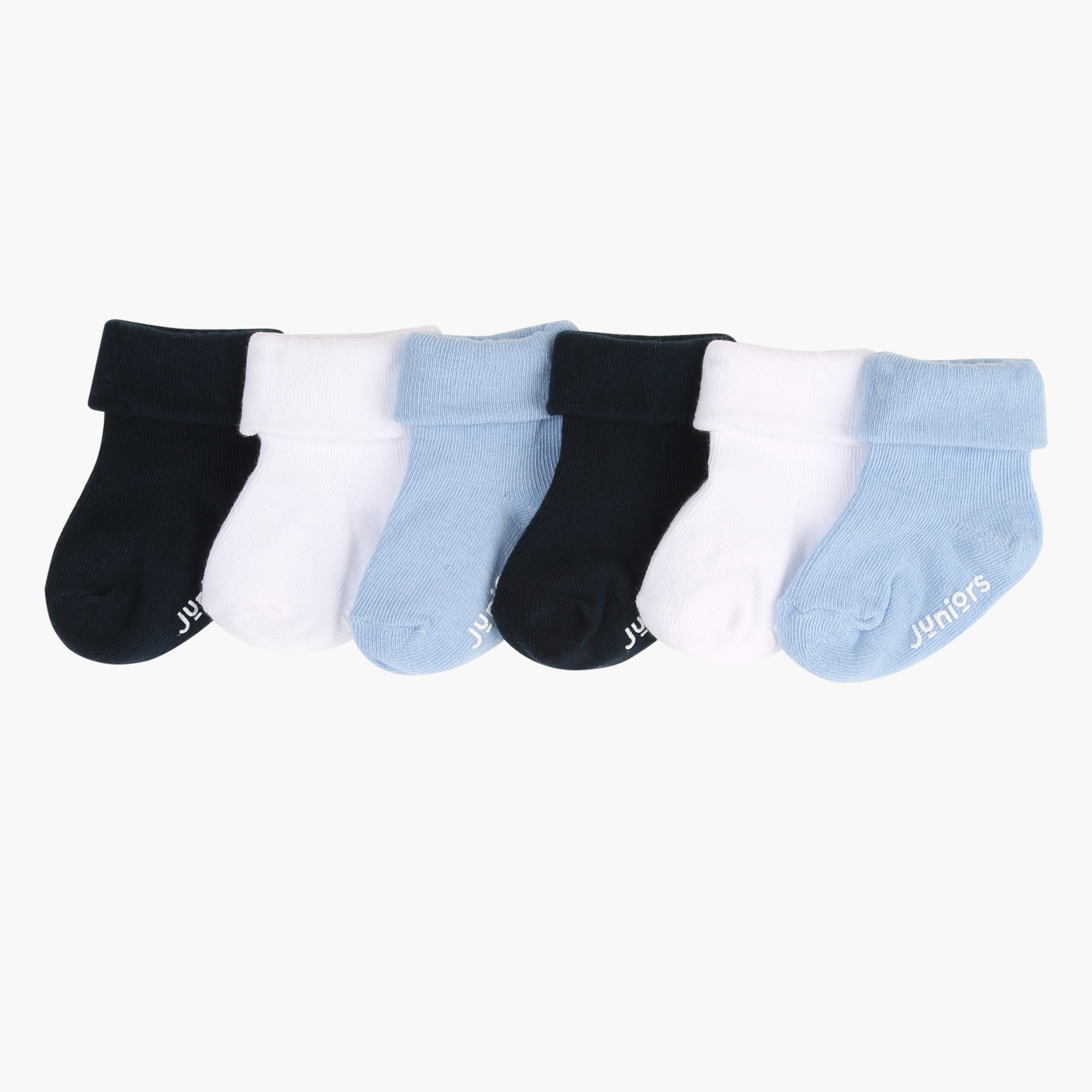 Juniors Ribbed Socks with Roll Down Cuff - Set of 6-baby-boys-accessories-socks-image-1
