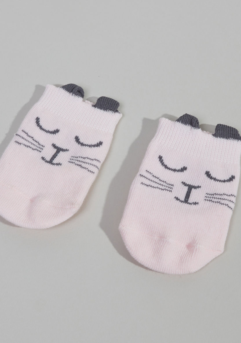 Juniors Cat Printed Socks with Applique Detail-Socks-image-0