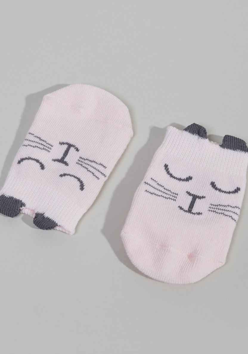 Juniors Cat Printed Socks with Applique Detail-Socks-image-1