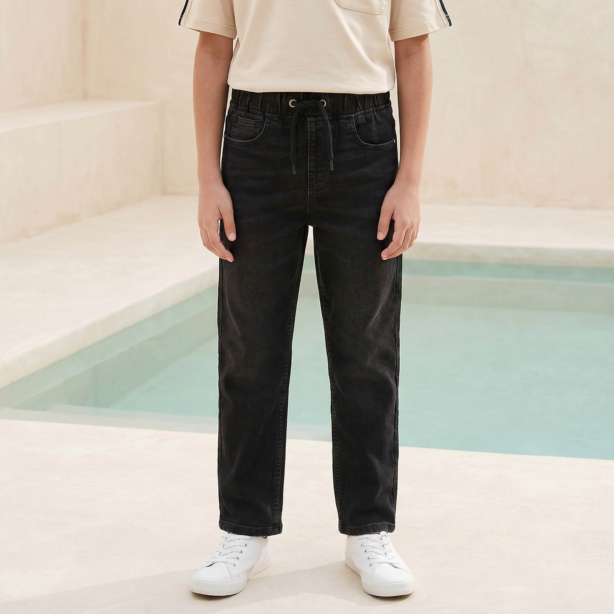 Juniors Drawstring Waistband Jeans with Pockets-boys-clothing-bottoms-jeans-image-1