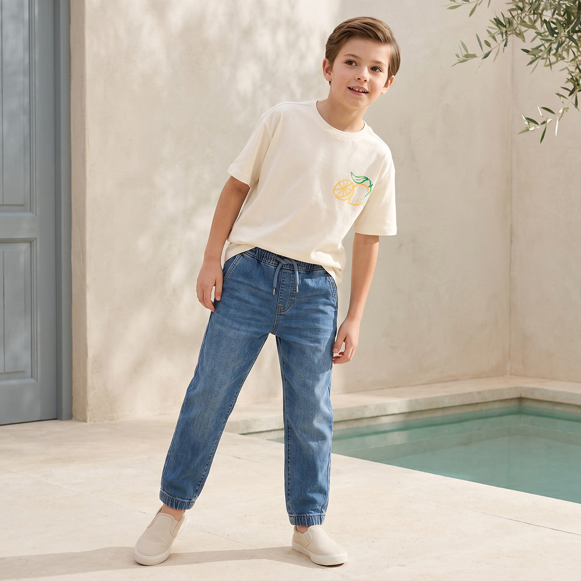 Juniors Drawstring Waistband Jeans with Pockets-boys-clothing-bottoms-jeans-image-2