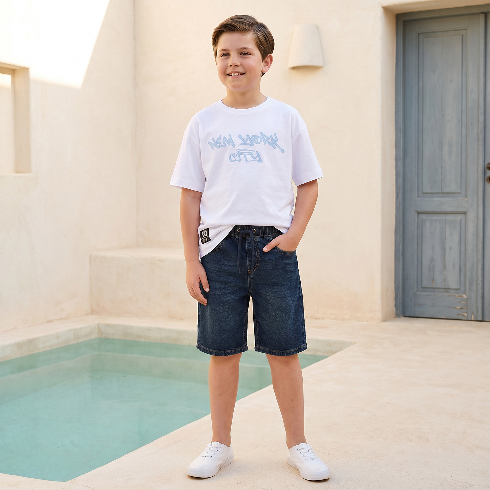شورت دينم بطول الركبة بخصر برباط وجيوب من جونيورز-boys-clothing-bottoms-shorts-image-5