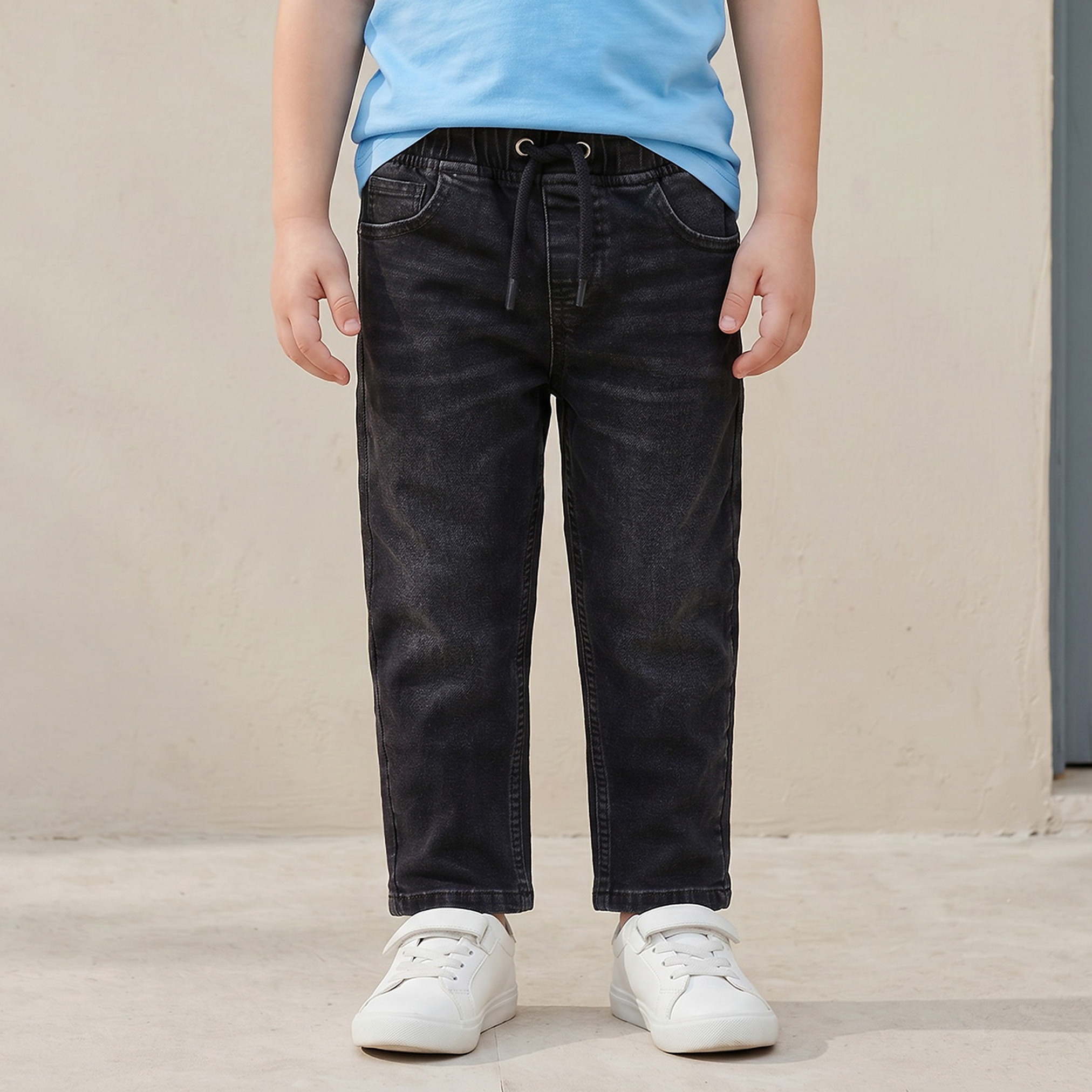 Juniors Drawstring Waistband Jeans with Pockets-boys-clothing-bottoms-jeans-image-1