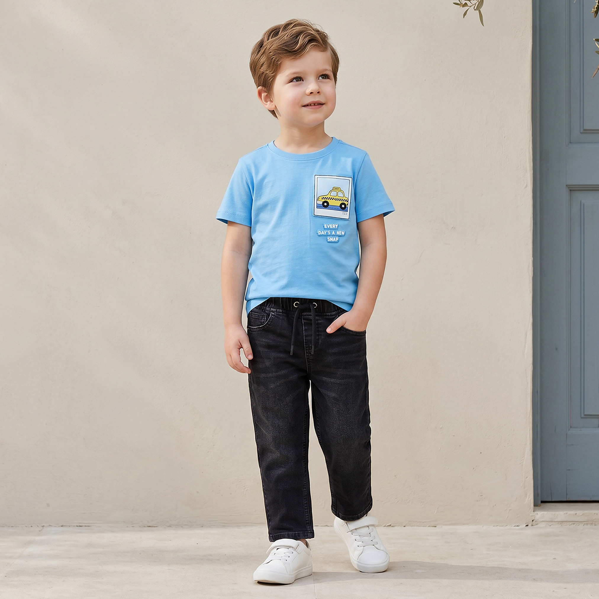 Juniors Drawstring Waistband Jeans with Pockets-boys-clothing-bottoms-jeans-image-2