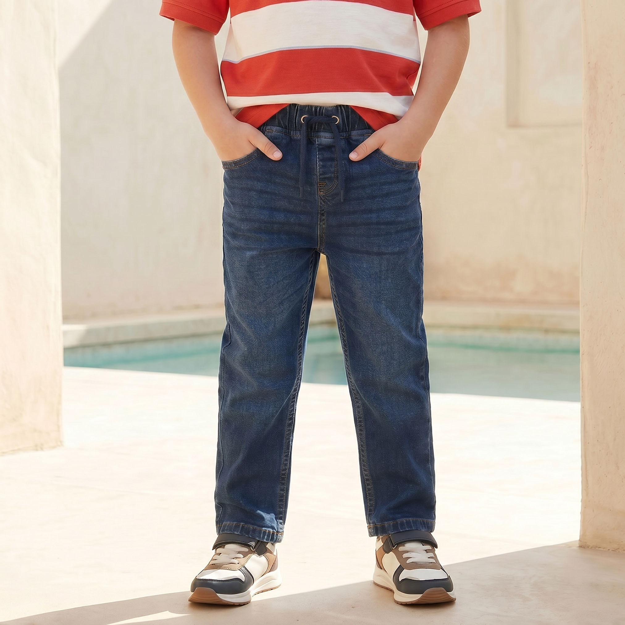 Juniors Drawstring Waistband Jeans with Pockets-boys-clothing-bottoms-jeans-image-1