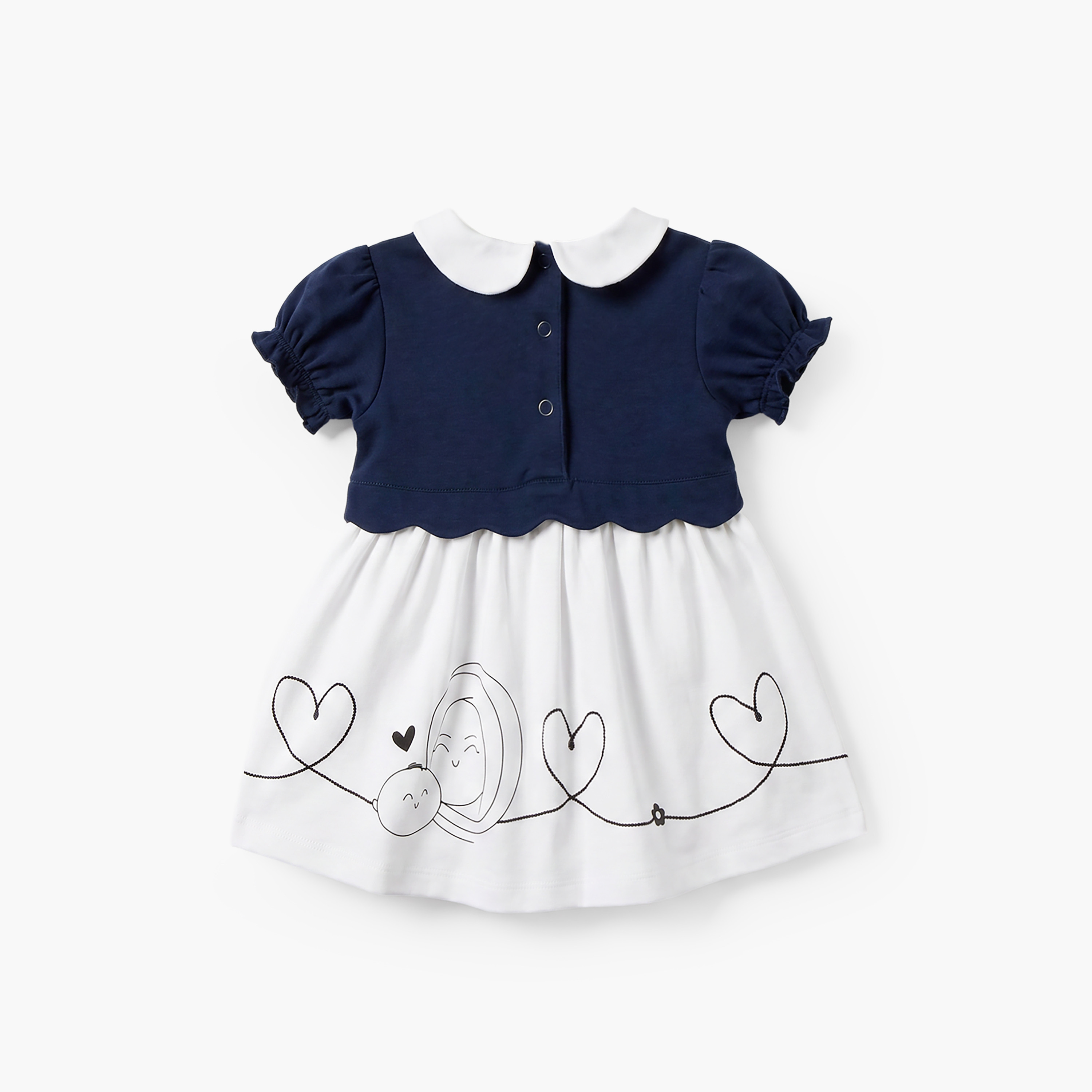 Juniors Peter Pan Collar Short Sleeves Knee Length Dress with Embroidery-baby-girls-clothing-dressesandjumpsuits-image-3