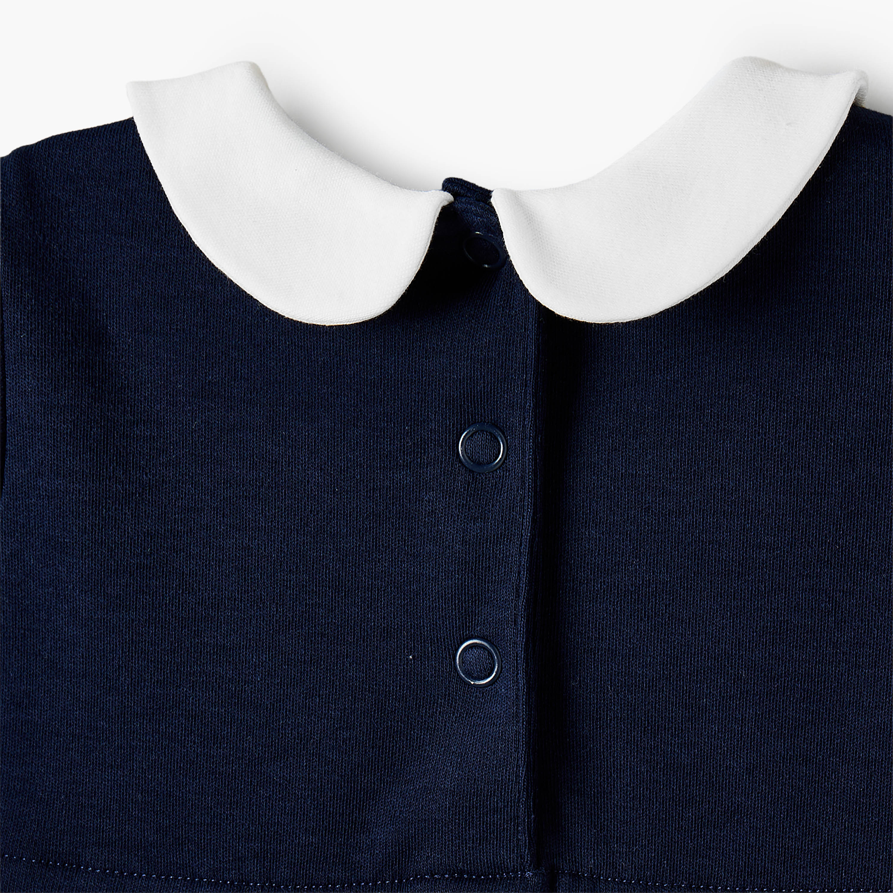 Juniors Peter Pan Collar Short Sleeves Knee Length Dress with Embroidery-baby-girls-clothing-dressesandjumpsuits-image-5