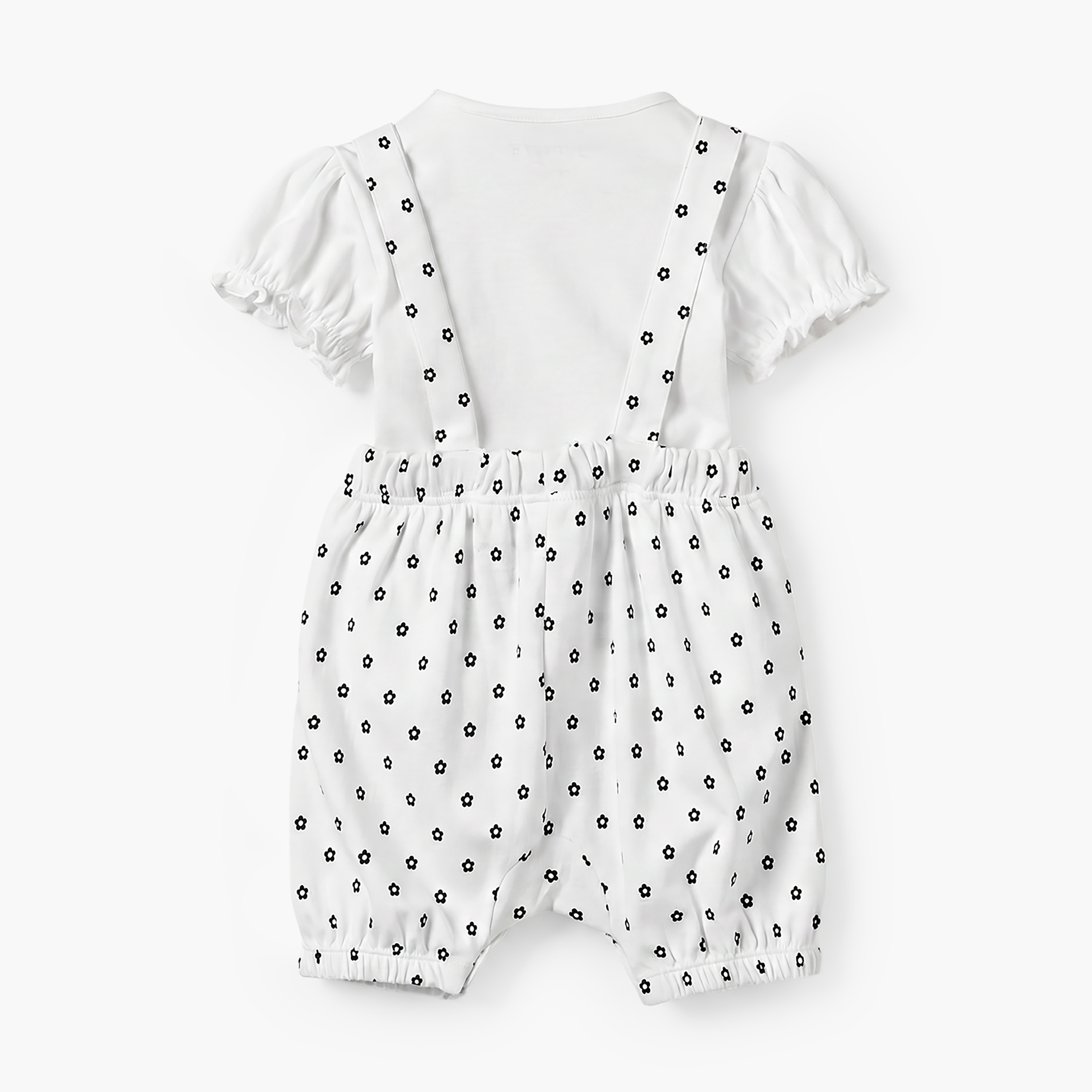 طقم دونغري بطبعات زهرية وتيشيرت بياقة مستديرة وأكمام قصيرة من جونيورز-baby-girls-clothing-setsandcoords-image-2