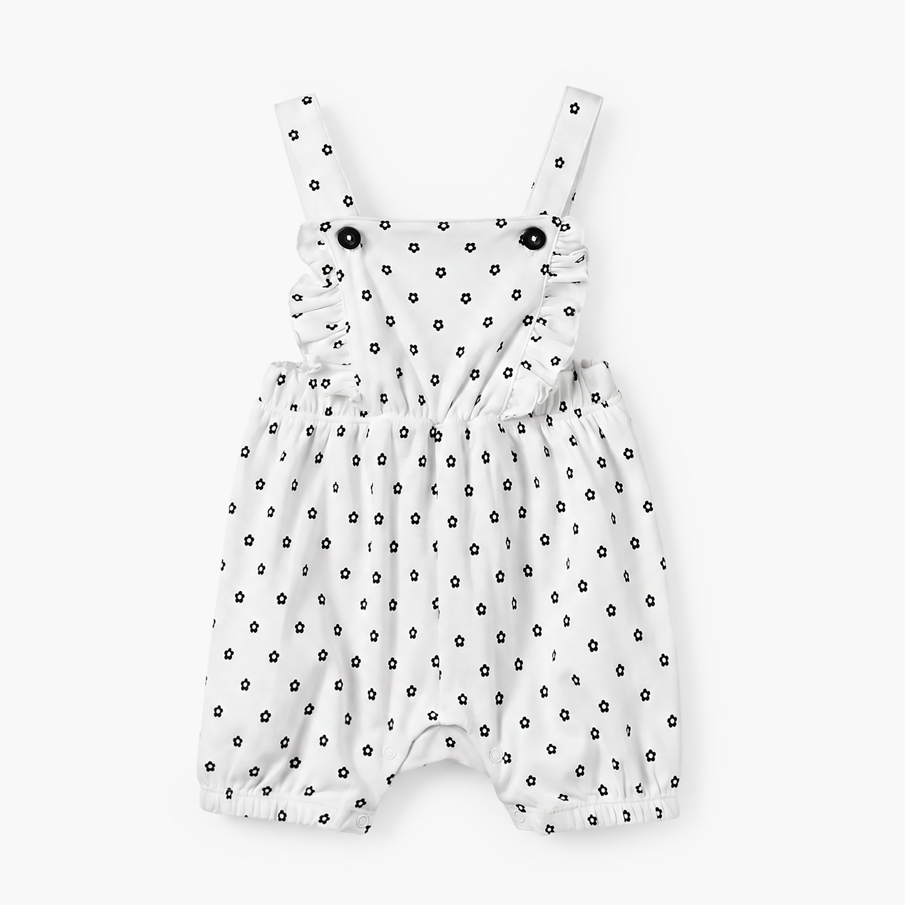 طقم دونغري بطبعات زهرية وتيشيرت بياقة مستديرة وأكمام قصيرة من جونيورز-baby-girls-clothing-setsandcoords-image-3