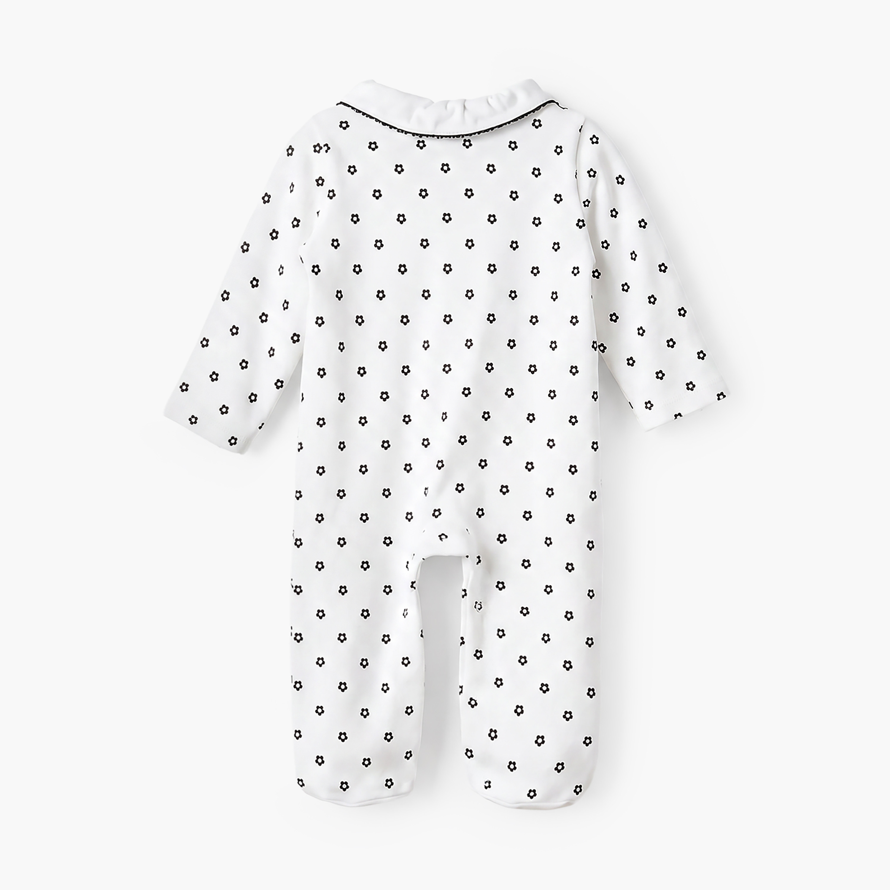 بدلة نوم قطن بياقة مستديرة وأكمام طويلة وطبعات زهرية من جونيورز-baby-girls-clothing-nightwear-sleepsuits-image-3