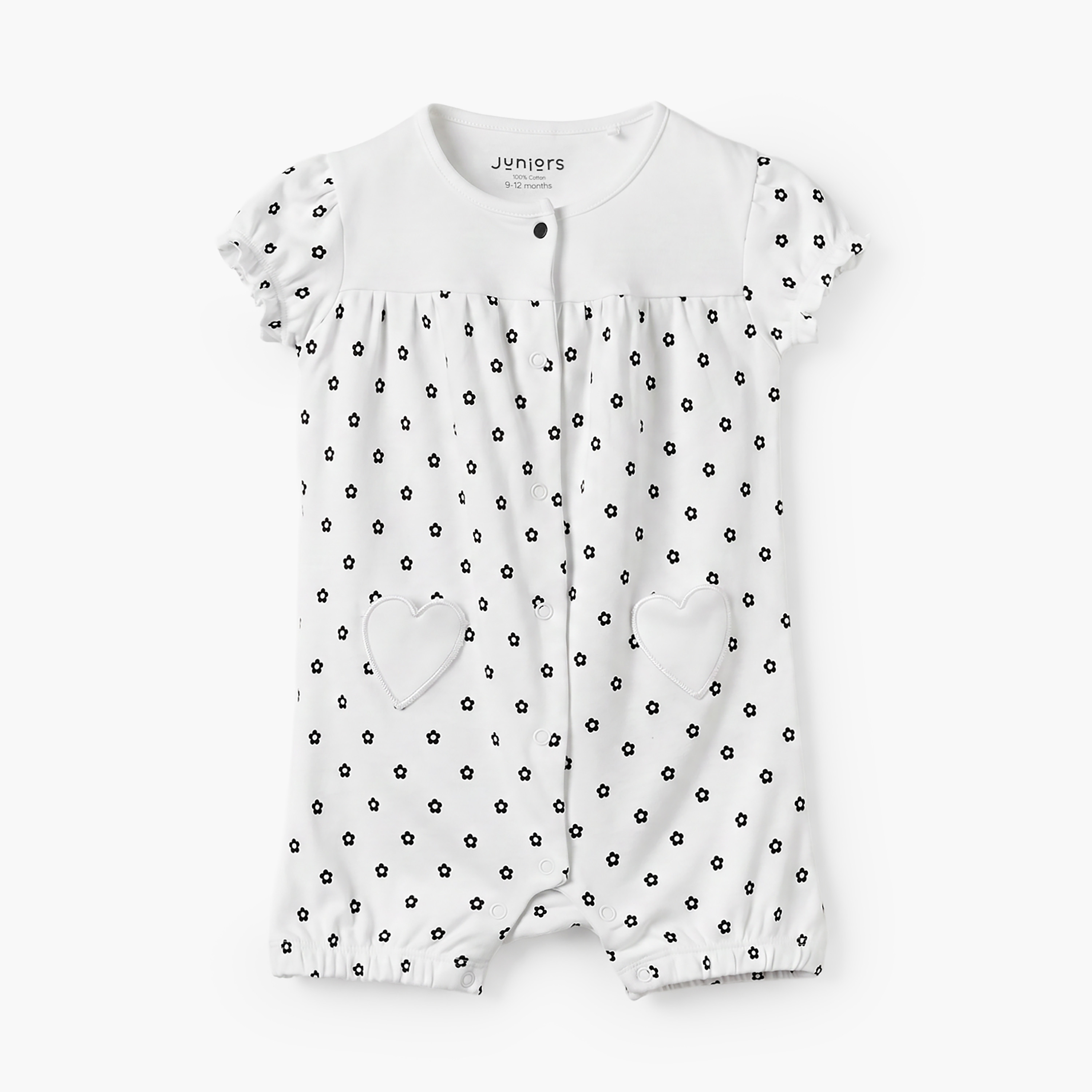 أفرول بياقة مستديرة وأكمام قصيرة وطبعات زهور من جونيورز-baby-girls-clothing-rompers-image-2