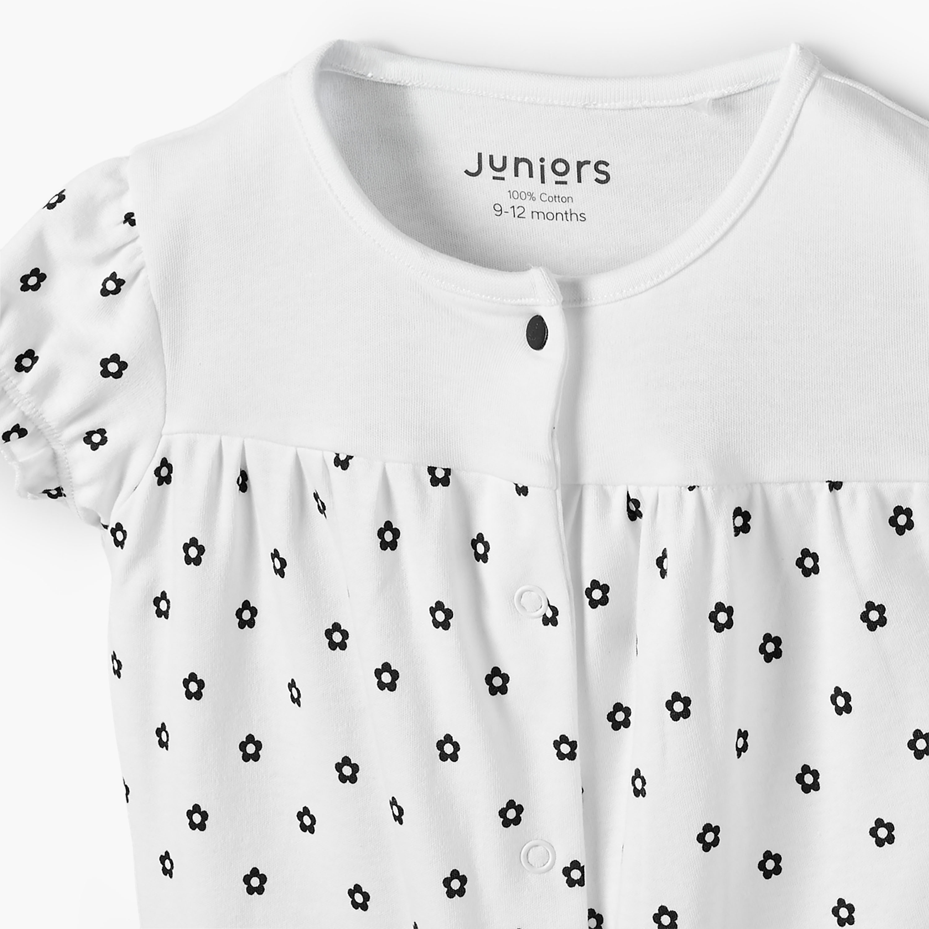 أفرول بياقة مستديرة وأكمام قصيرة وطبعات زهور من جونيورز-baby-girls-clothing-rompers-image-4