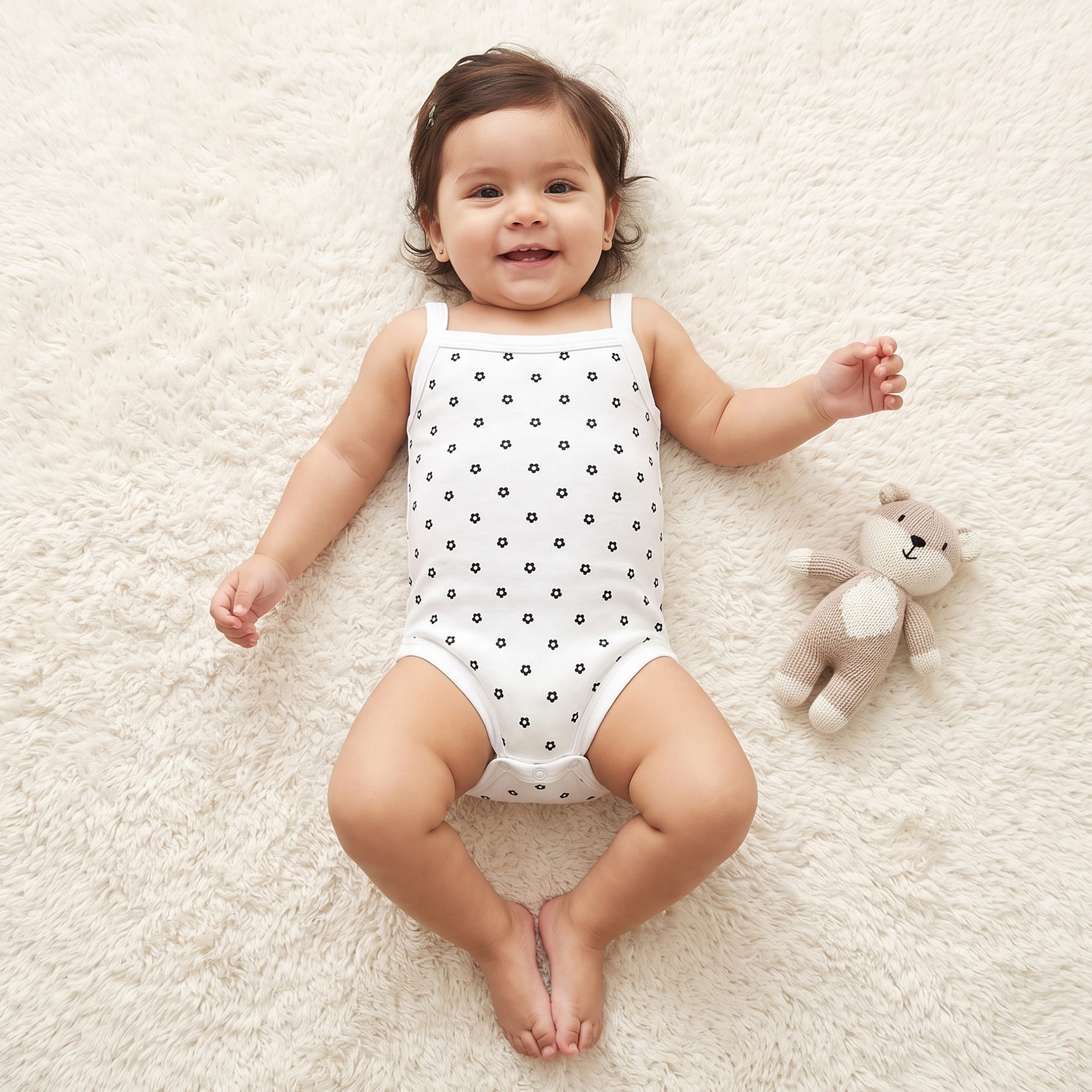 بودي سوت قطن بياقة مربعة وحمالات وطبعات زهور من جونيورز-baby-girls-clothing-bodysuits-image-1