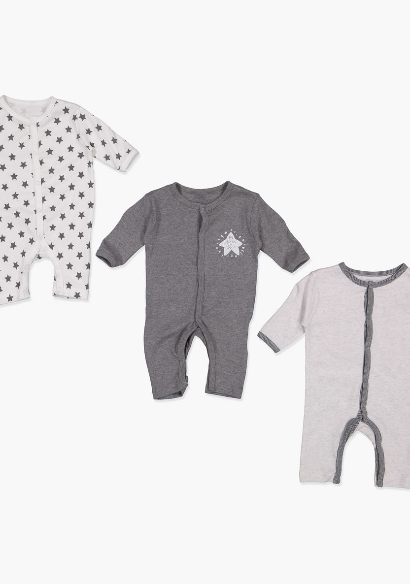 Juniors Printed Long Sleeves Bodysuit - Set of 3-Pyjama Sets-image-0