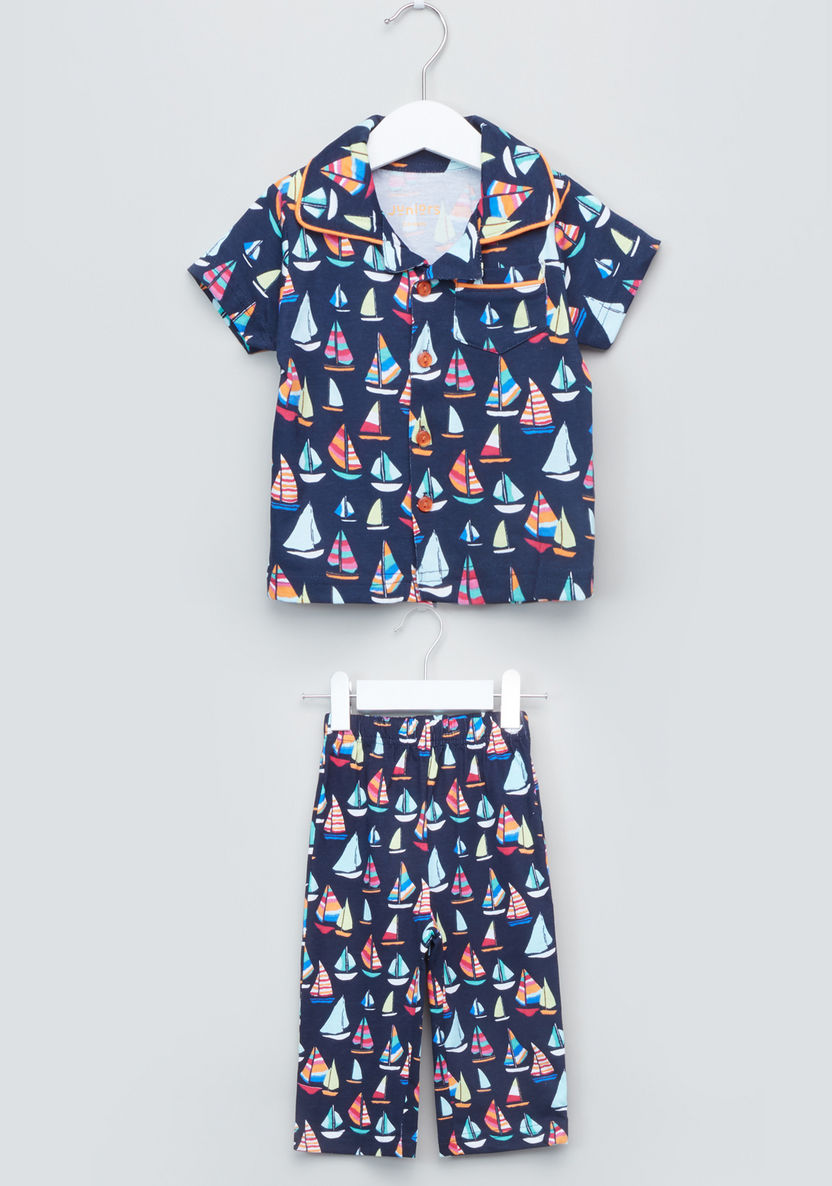 Juniors Printed Shirt and Pyjama Set-Pyjama Sets-image-0
