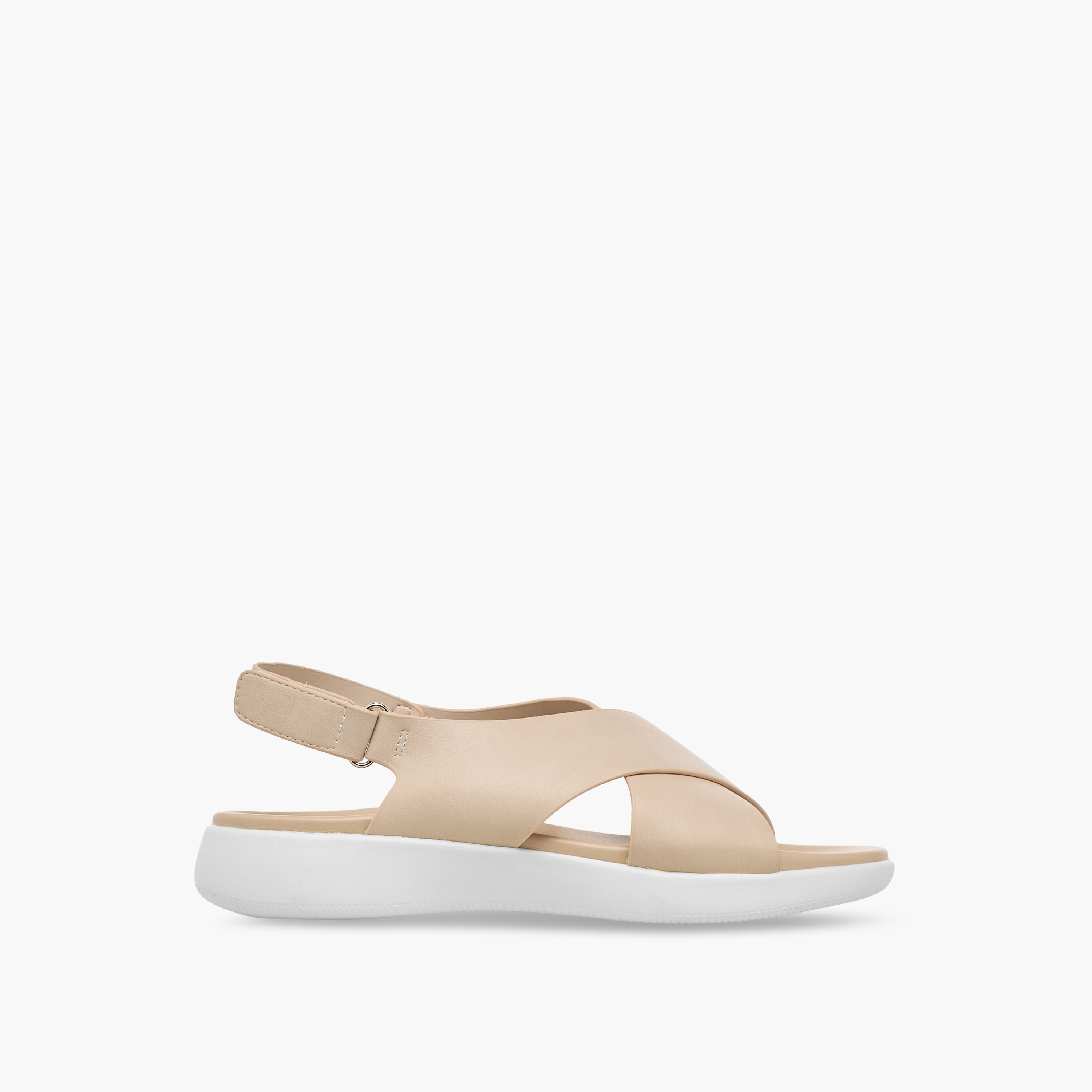 Le Confort Solid Cross Strap Comfort Sandals with Hook and Loop Closure-women-shoes-flats-sandals-image-3