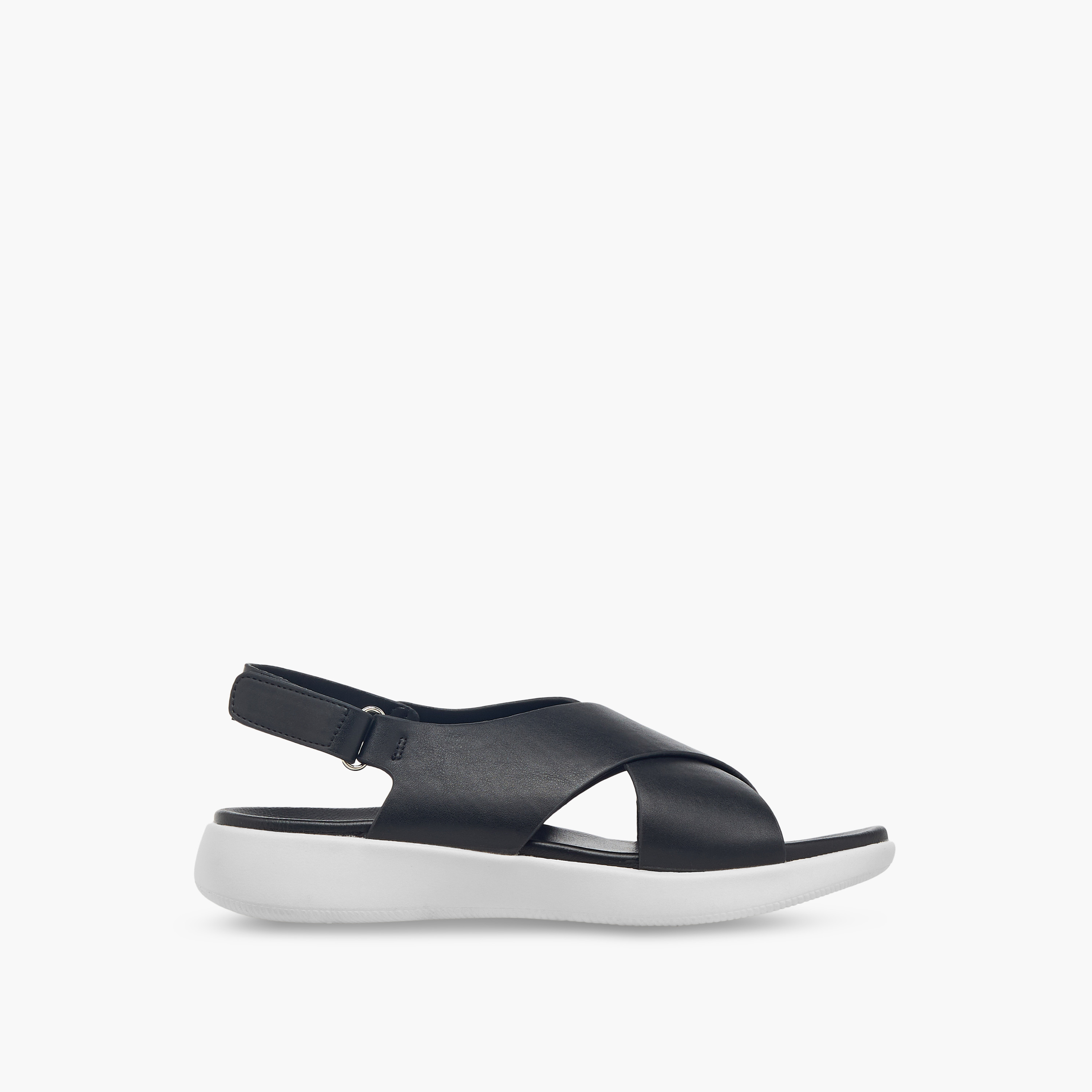 Le Confort Solid Cross Strap Comfort Sandals with Hook and Loop Closure-women-shoes-flats-sandals-image-3