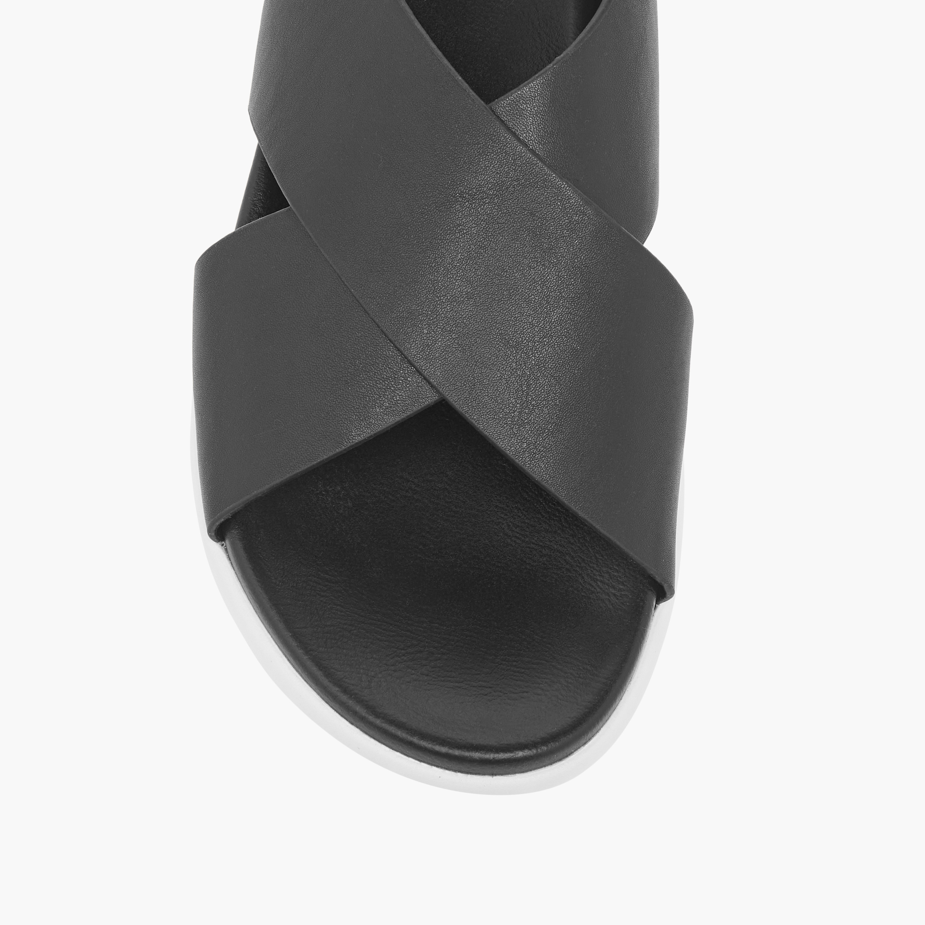 Le Confort Solid Cross Strap Comfort Sandals with Hook and Loop Closure-women-shoes-flats-sandals-image-4