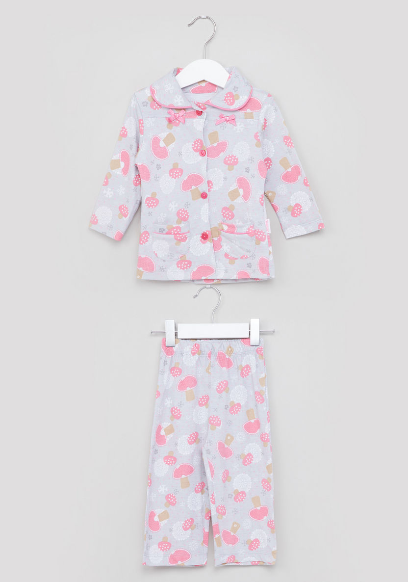 Juniors Printed Long Sleeves Shirt and Pyjama Set-Pyjama Sets-image-0