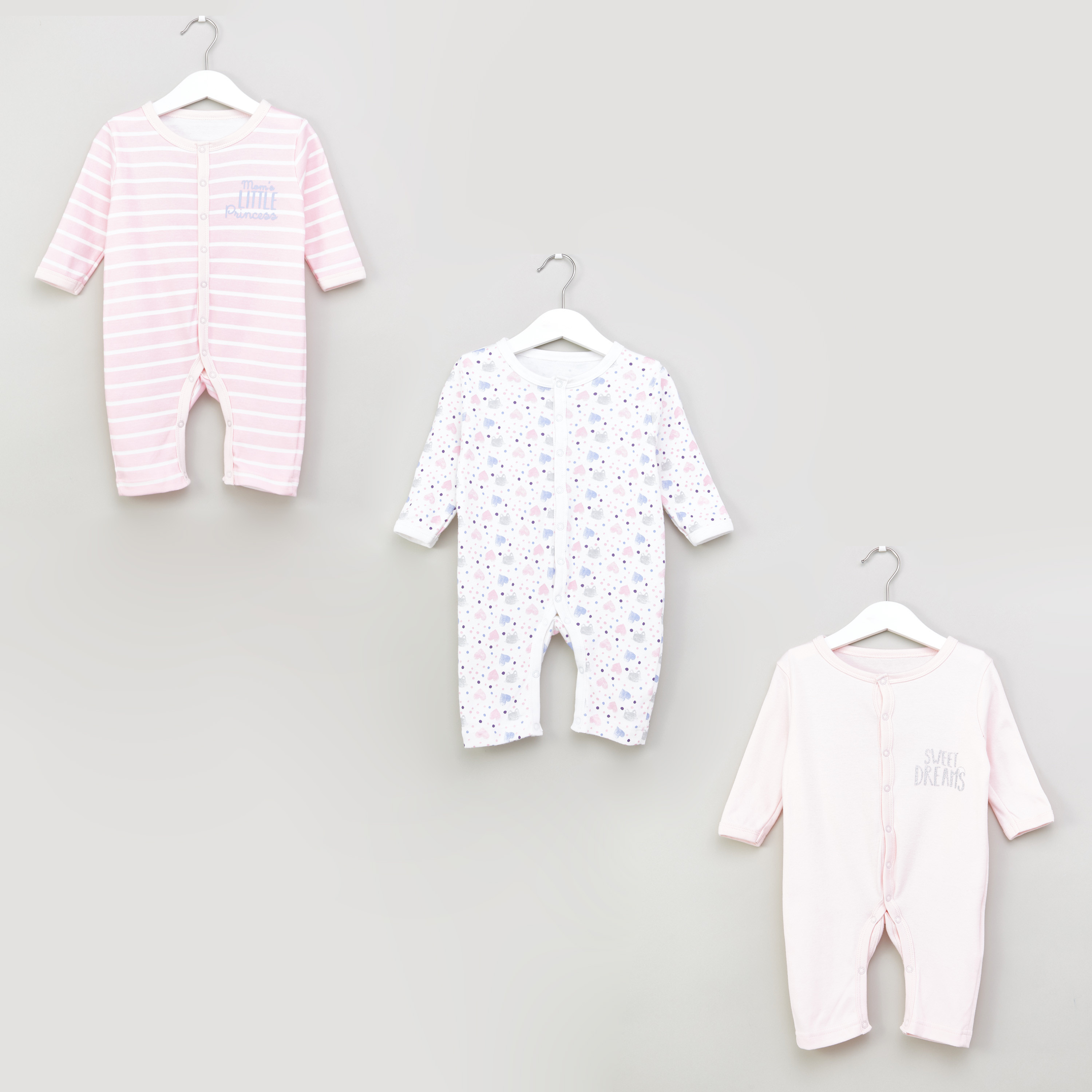Juniors Printed Open Feet Sleepsuit - Set of 3-baby-girls-clothing-nightwear-sleepsuits-image-1