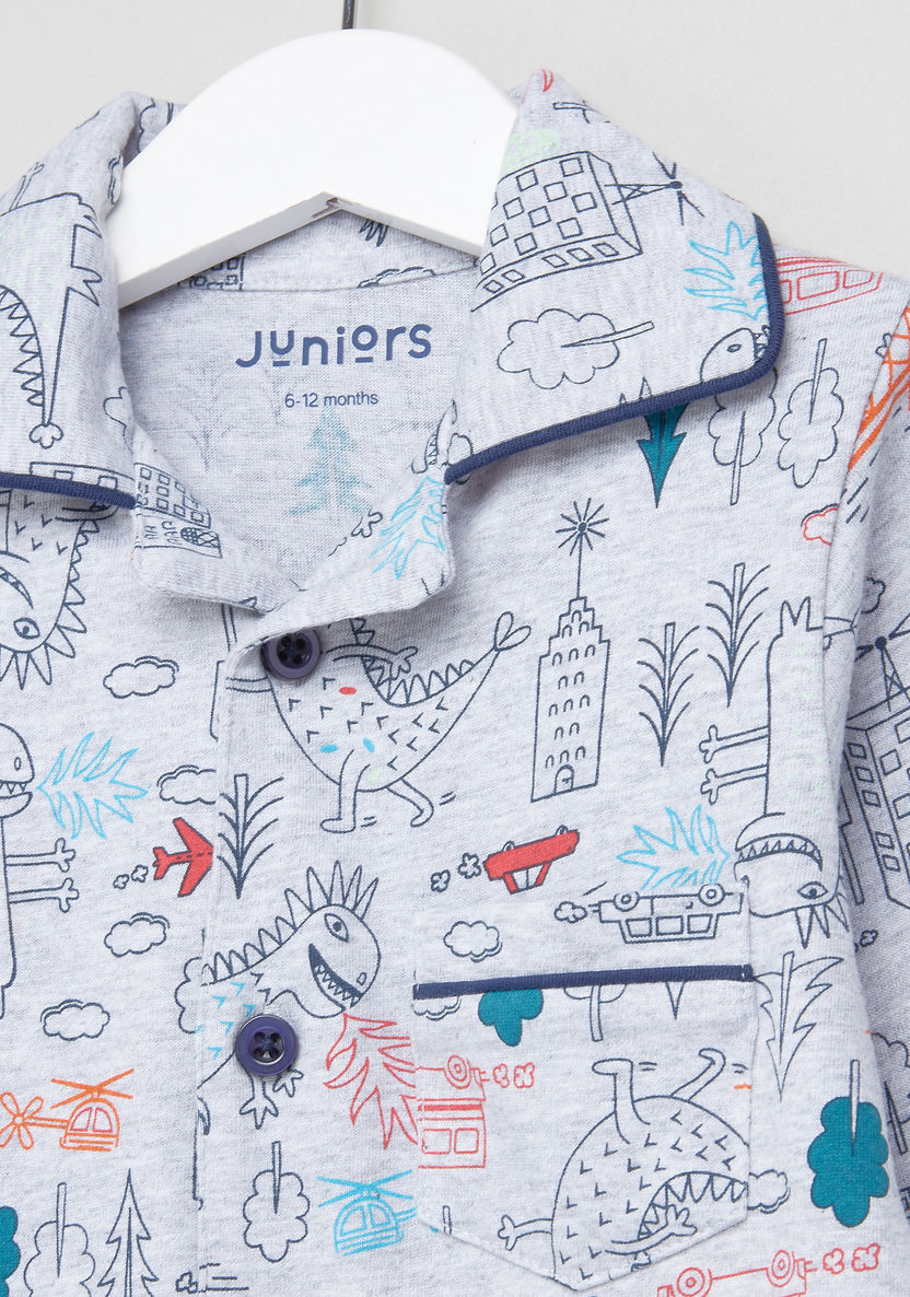 Juniors Printed Shirt and Pyjama Set-Pyjama Sets-image-1