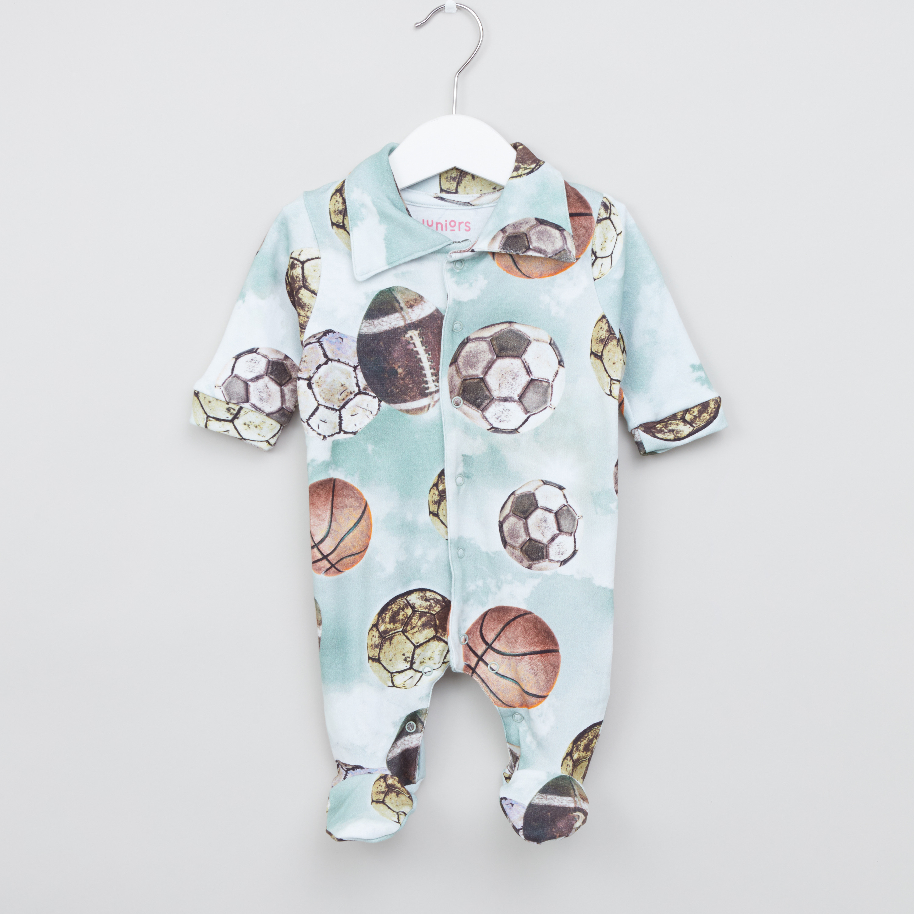 Juniors Printed Sleepsuit with Long Sleeves and Closed Feet-baby-girls-clothing-nightwear-sleepsuits-image-1