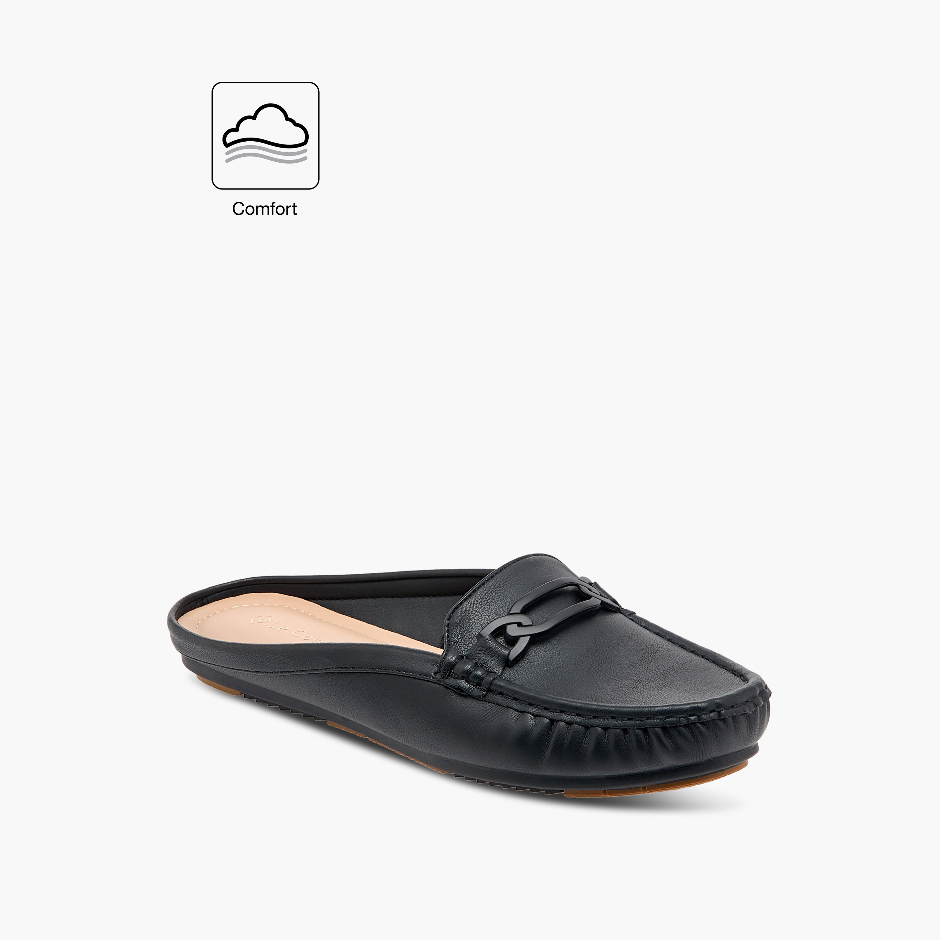 حذاء ميول مريح سهل الارتداء بزينة معدنية من لو كونفورت-women-shoes-flats-mules-image-8