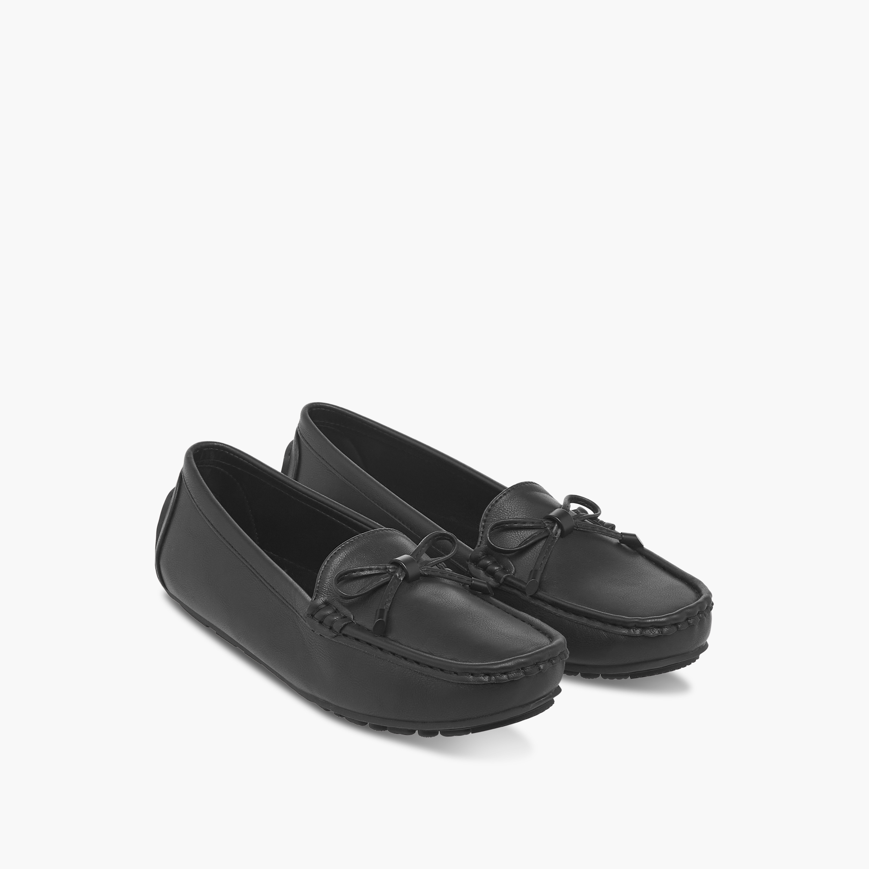 Le Confort Textured Bow Accent Slip-On Comfort Loafers-women-shoes-flats-loafers-image-1