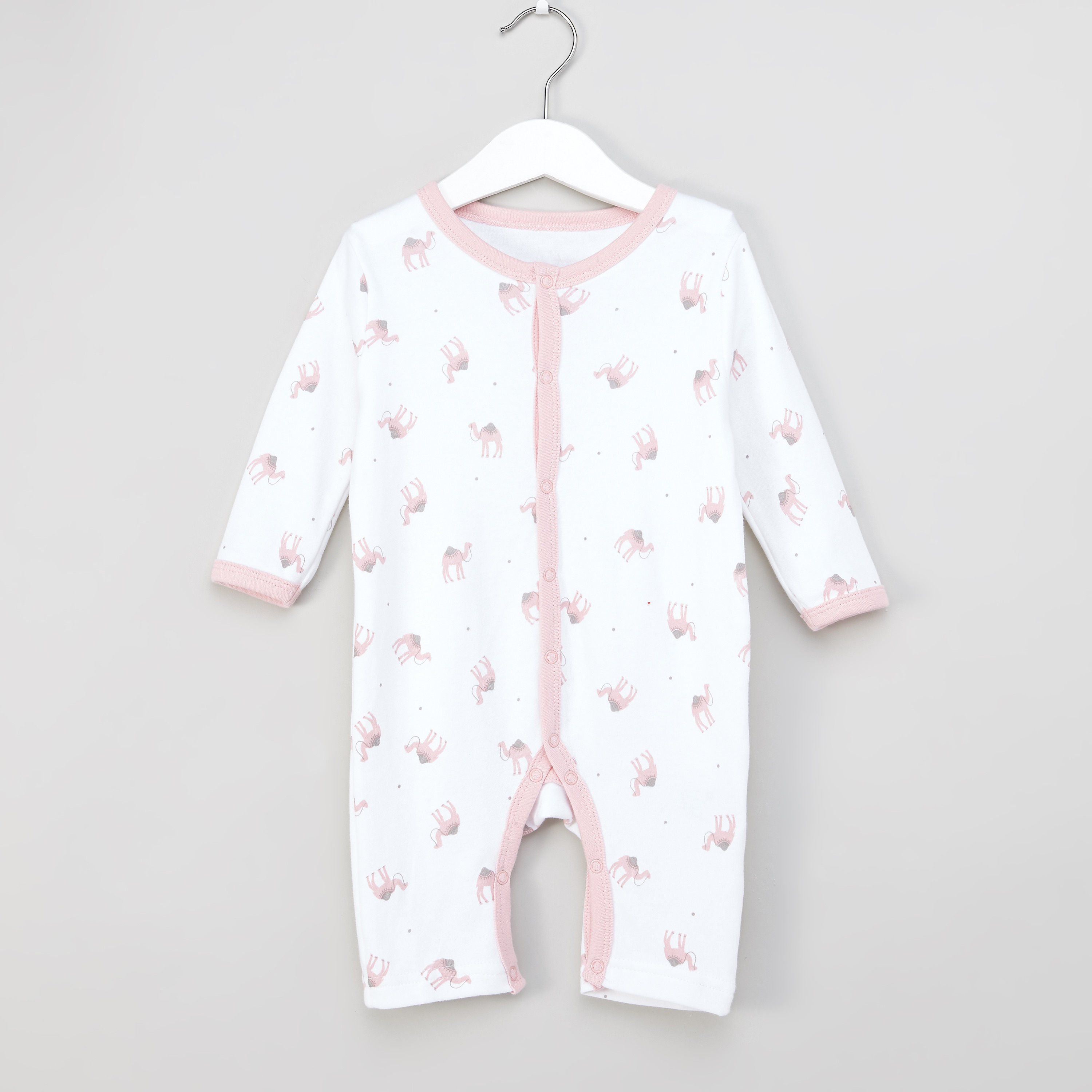 Juniors Printed Sleepsuit with Long Sleeves - Set of 3-baby-girls-clothing-nightwear-sleepsuits-image-2
