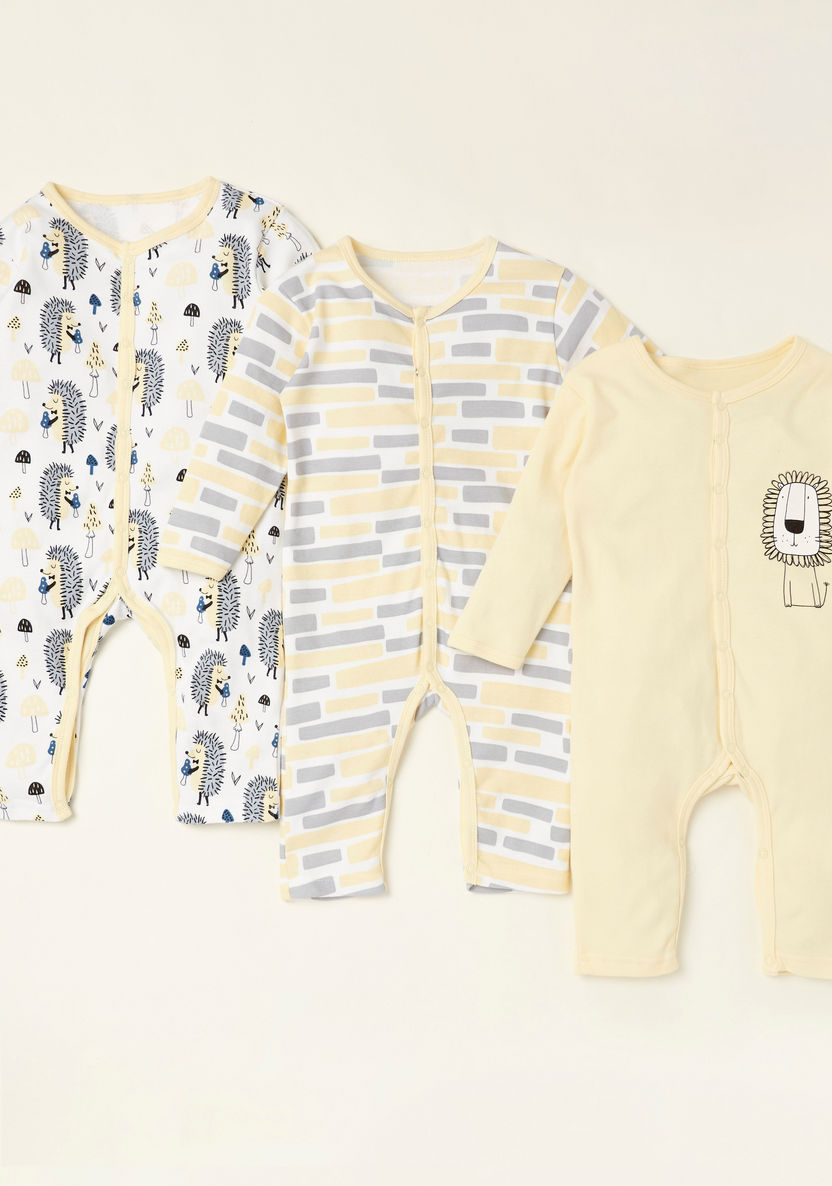 Juniors Printed Sleepsuit with Long Sleeves - Set of 3-Multipacks-image-0