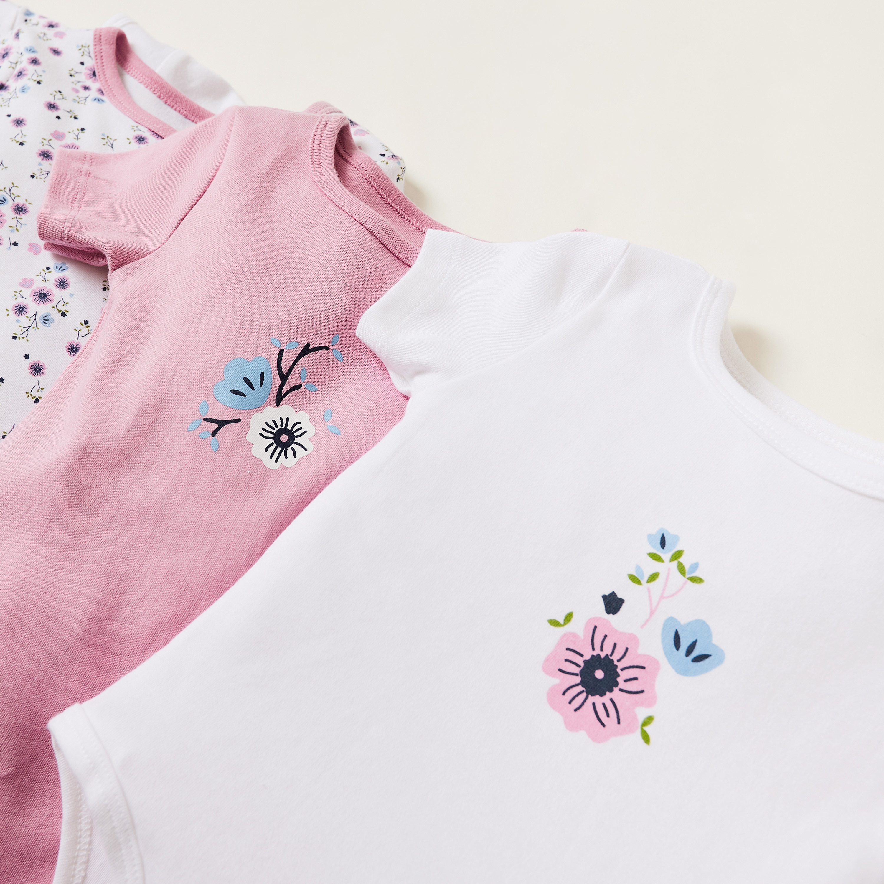 Juniors Printed Bodysuit with Short Sleeves - Pack of 5-baby-girls-clothing-bodysuits-image-3