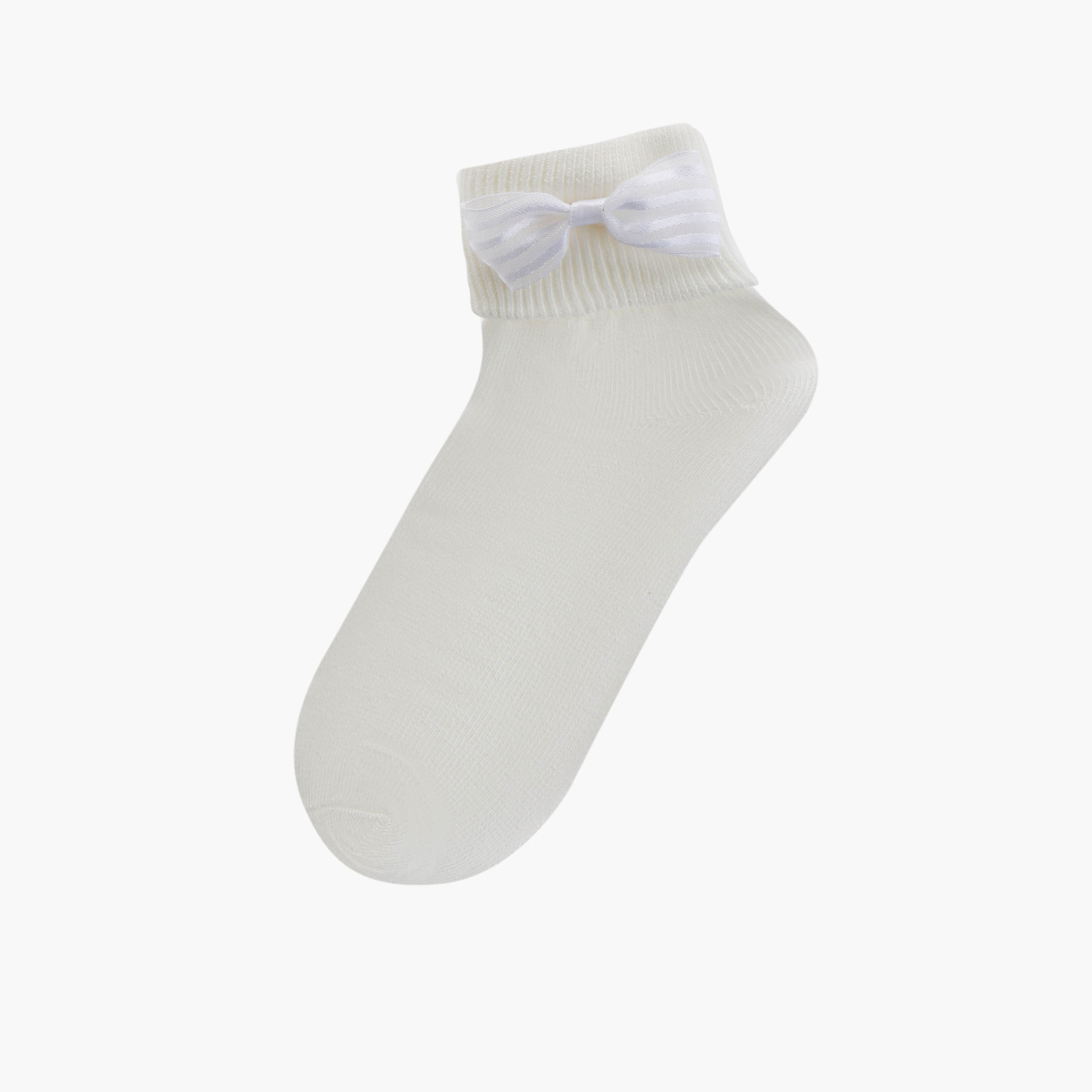 جوارب بتفاصيل فيونكة من فلورا بيلا - طقم من 3 أزواج-girls-accessories-socks-image-2