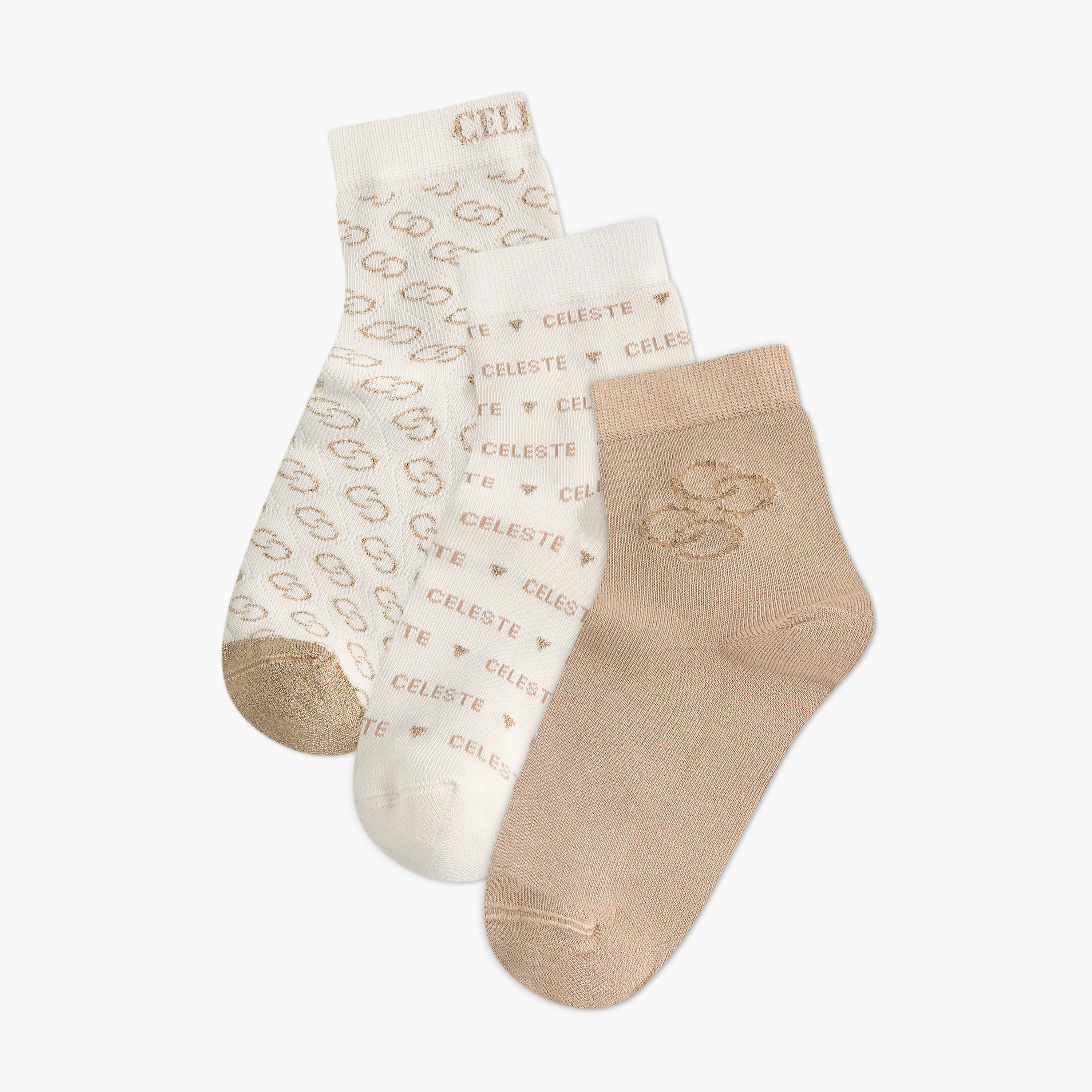 طقم جوارب غير تيري بطول الكاحل 3 أزواج بارزة الملمس من سيليست-women-socksandstockings-image-1
