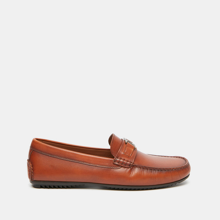 Duchini Men's Slip-On Loafers with Metal Accent