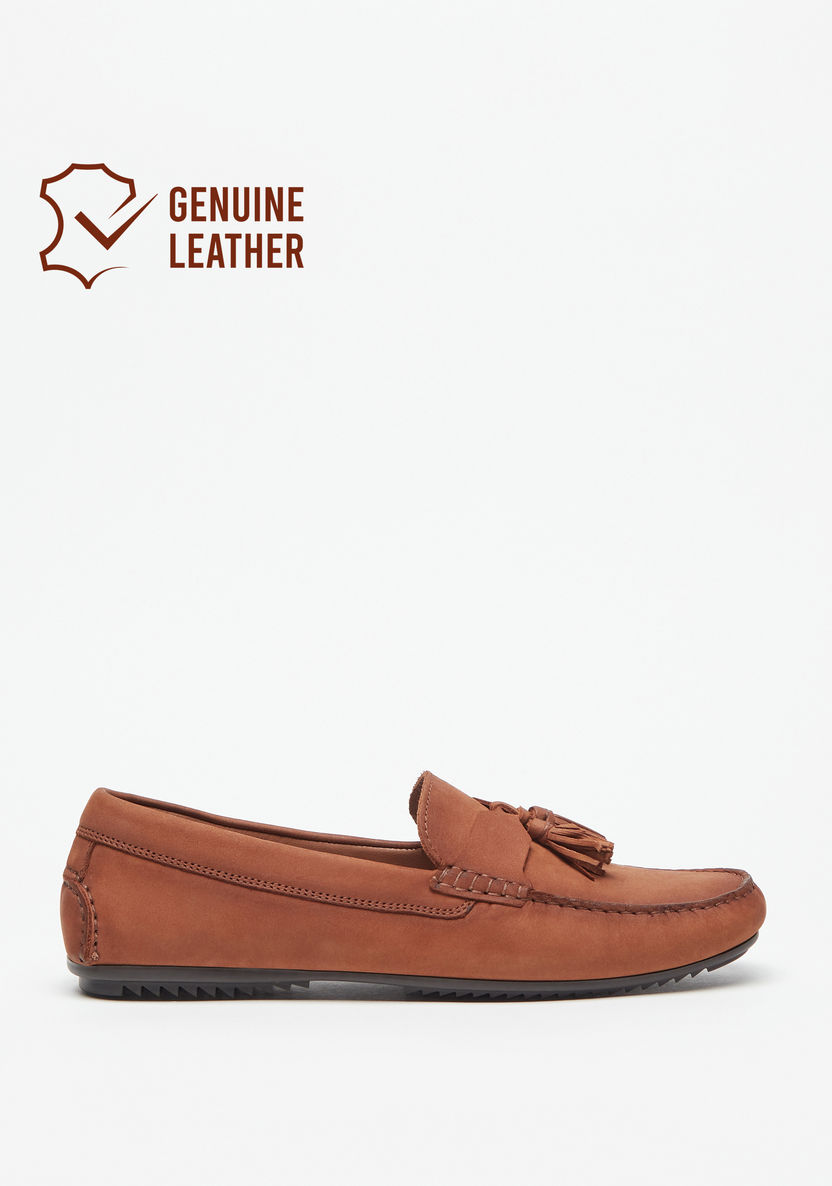 Duchini Men's Slip-On Leather Moccasins with Tassel Detail-Moccasins-image-0