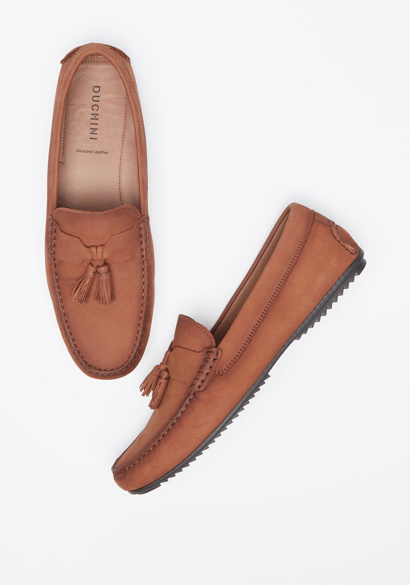 Duchini Men's Slip-On Leather Moccasins with Tassel Detail-Moccasins-image-1