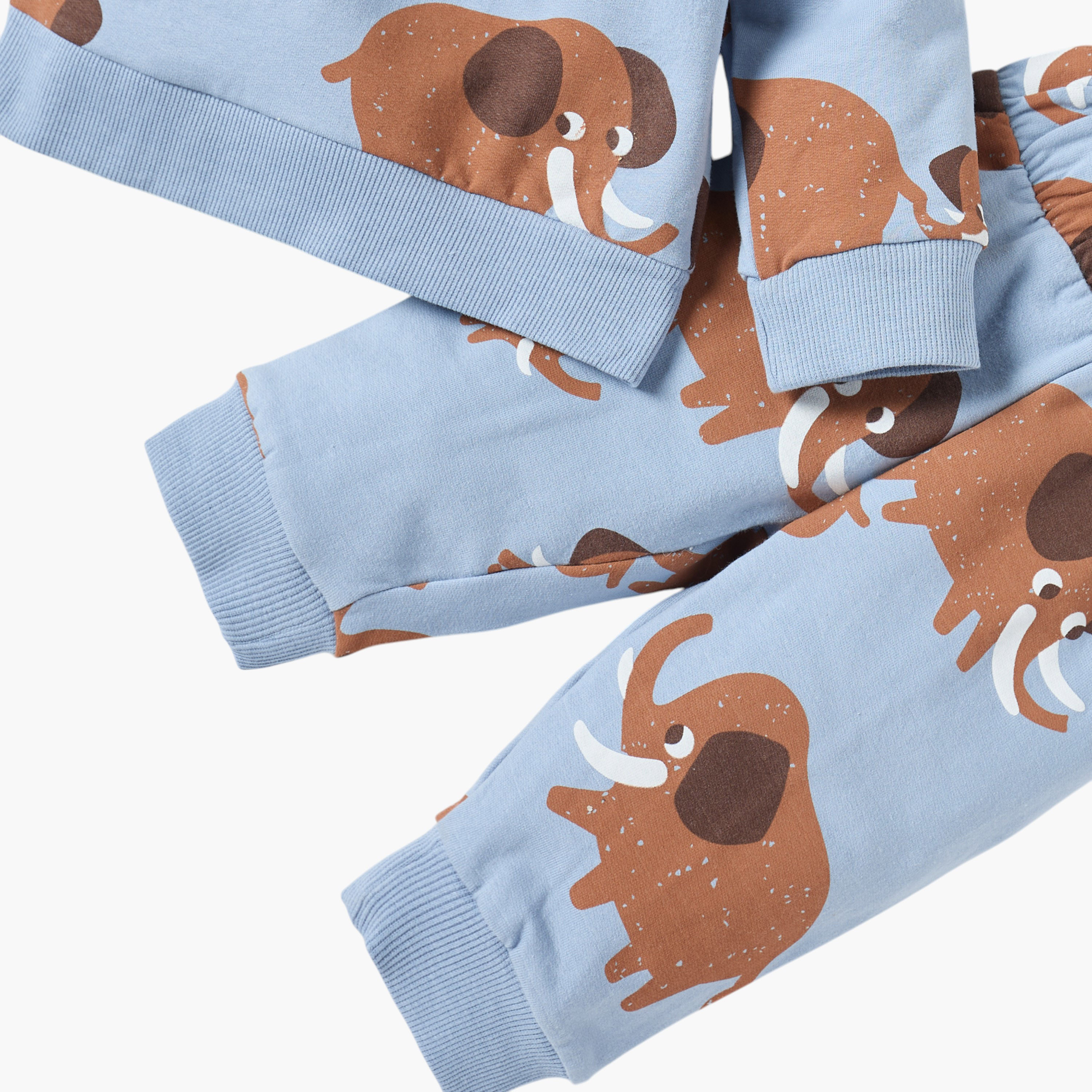 Juniors Elephant Print Sweatshirt and Pyjama Set-baby-boys-clothing-nightwear-pyjamasets-image-5