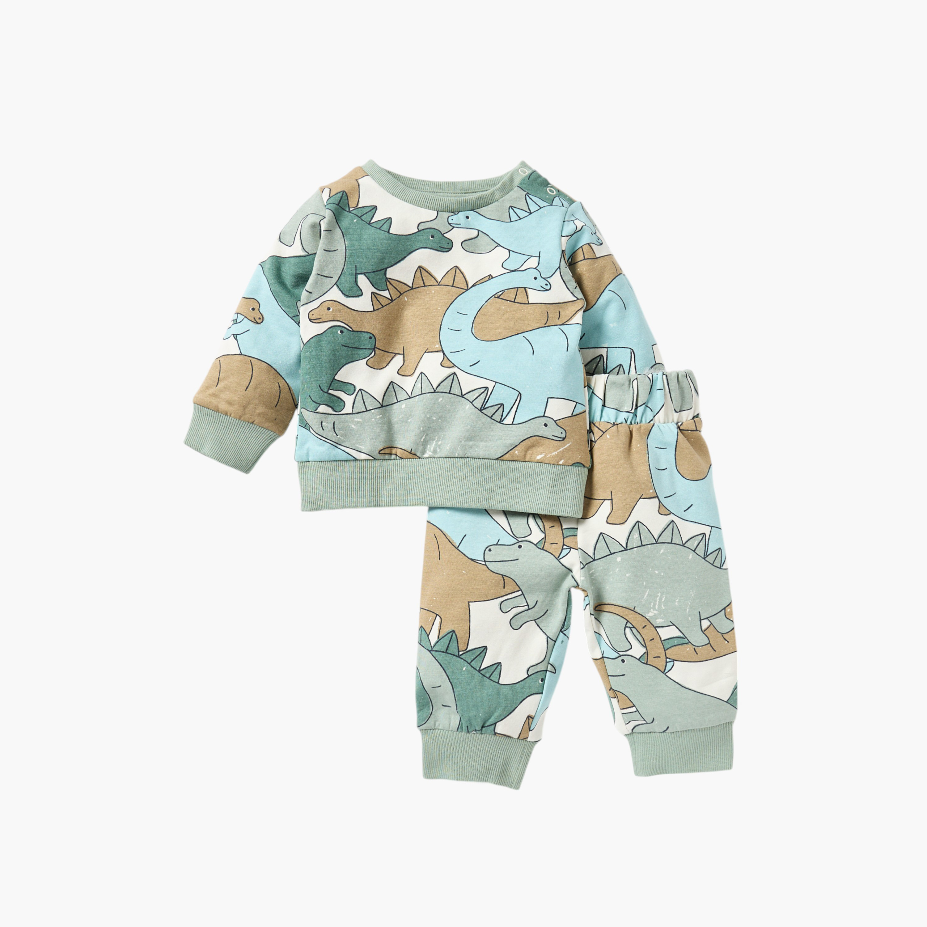 طقم بنطلون بيجاما وسويت شيرت بطبعات ديناصور من جونيورز-baby-boys-clothing-nightwear-pyjamasets-image-1