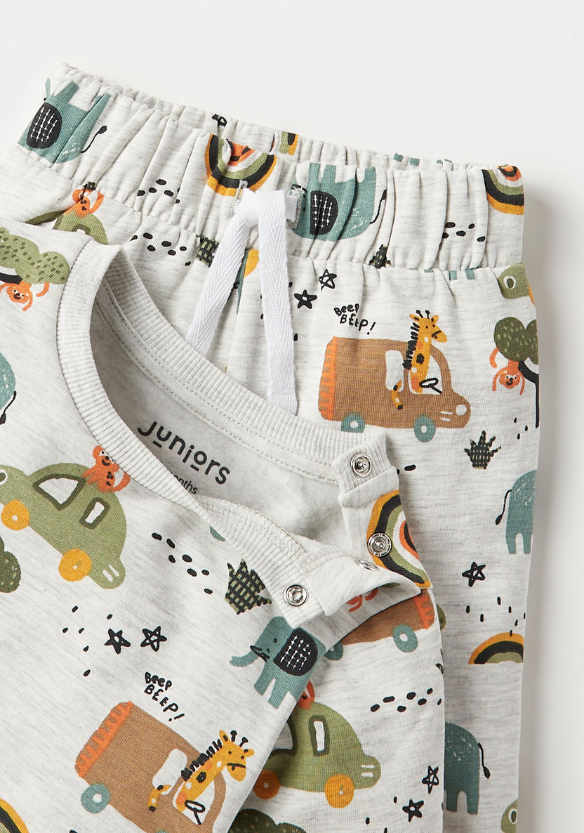 Juniors All-Over Safari Print Long Sleeves T-shirt and Pyjama Set-Pyjama Sets-image-3