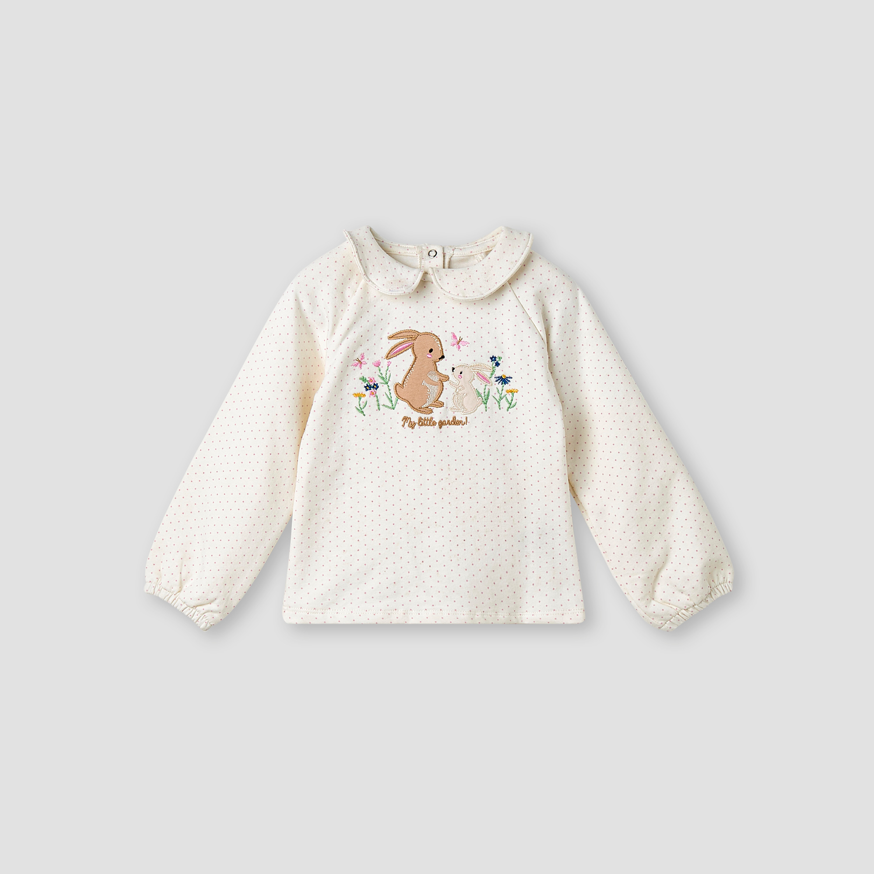 Juniors Bunny Embroidered T-shirt and Elasticated Pyjama Set-baby-girls-clothing-nightwear-pyjamasets-image-2