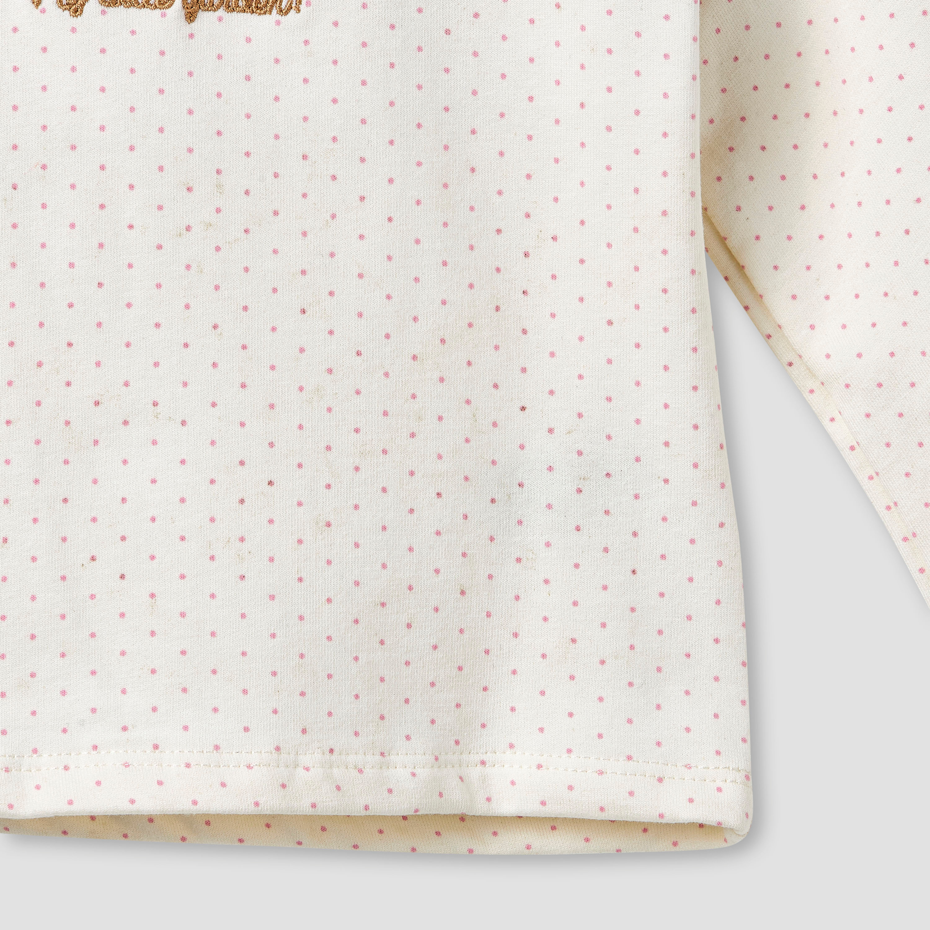 Juniors Bunny Embroidered T-shirt and Elasticated Pyjama Set-baby-girls-clothing-nightwear-pyjamasets-image-5