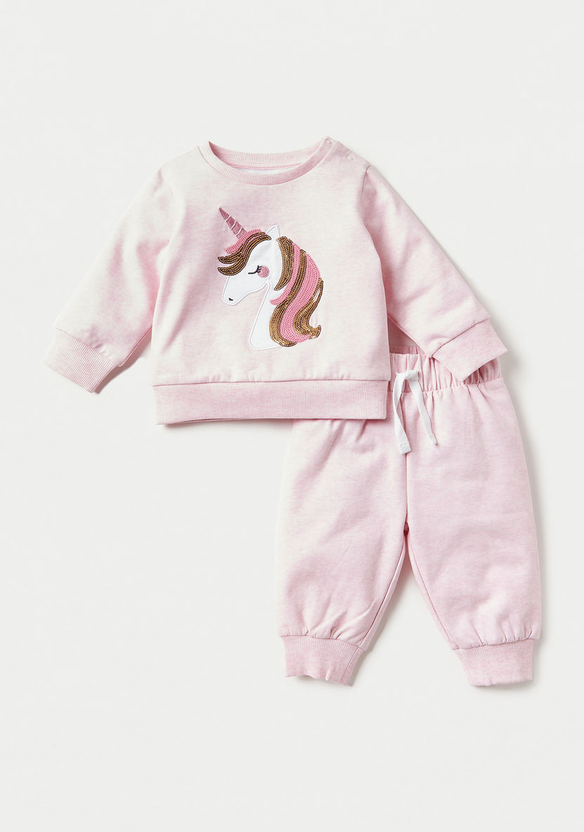 Juniors Unicorn Embellished T-shirt and Pyjama Set-Pyjama Sets-image-0