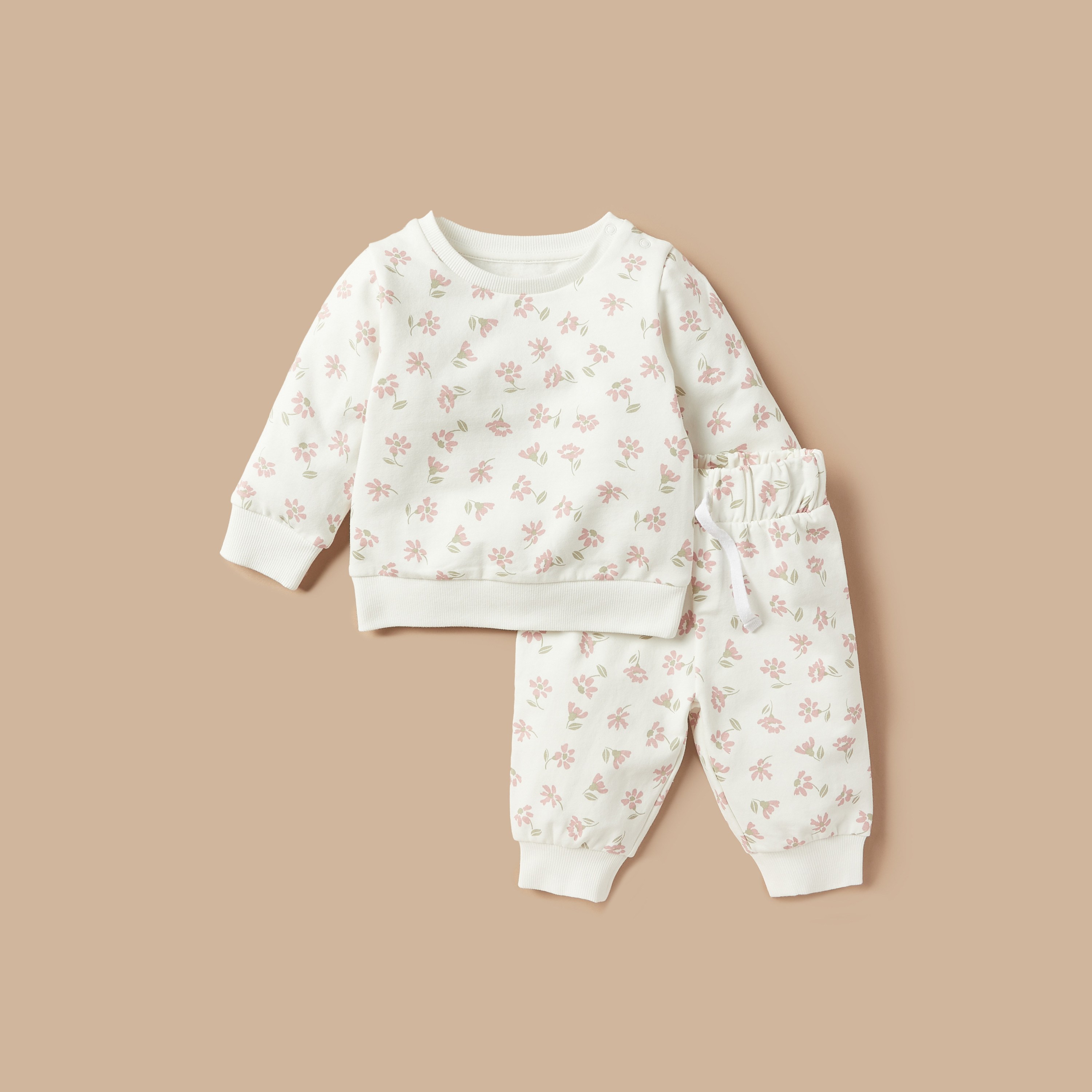 Juniors All-Over Floral Print Long Sleeves T-shirt and Pyjama Set-baby-girls-clothing-nightwear-pyjamasets-image-1